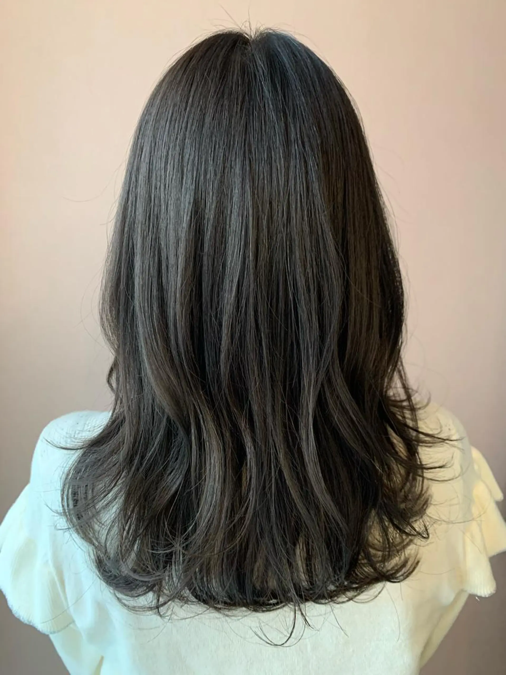 ロング カラー アッシュ アッシュグレー ブリーチ 透明感カラー ブリーチなしカラー hub hair レイヤー/透明感のヘアスタイル