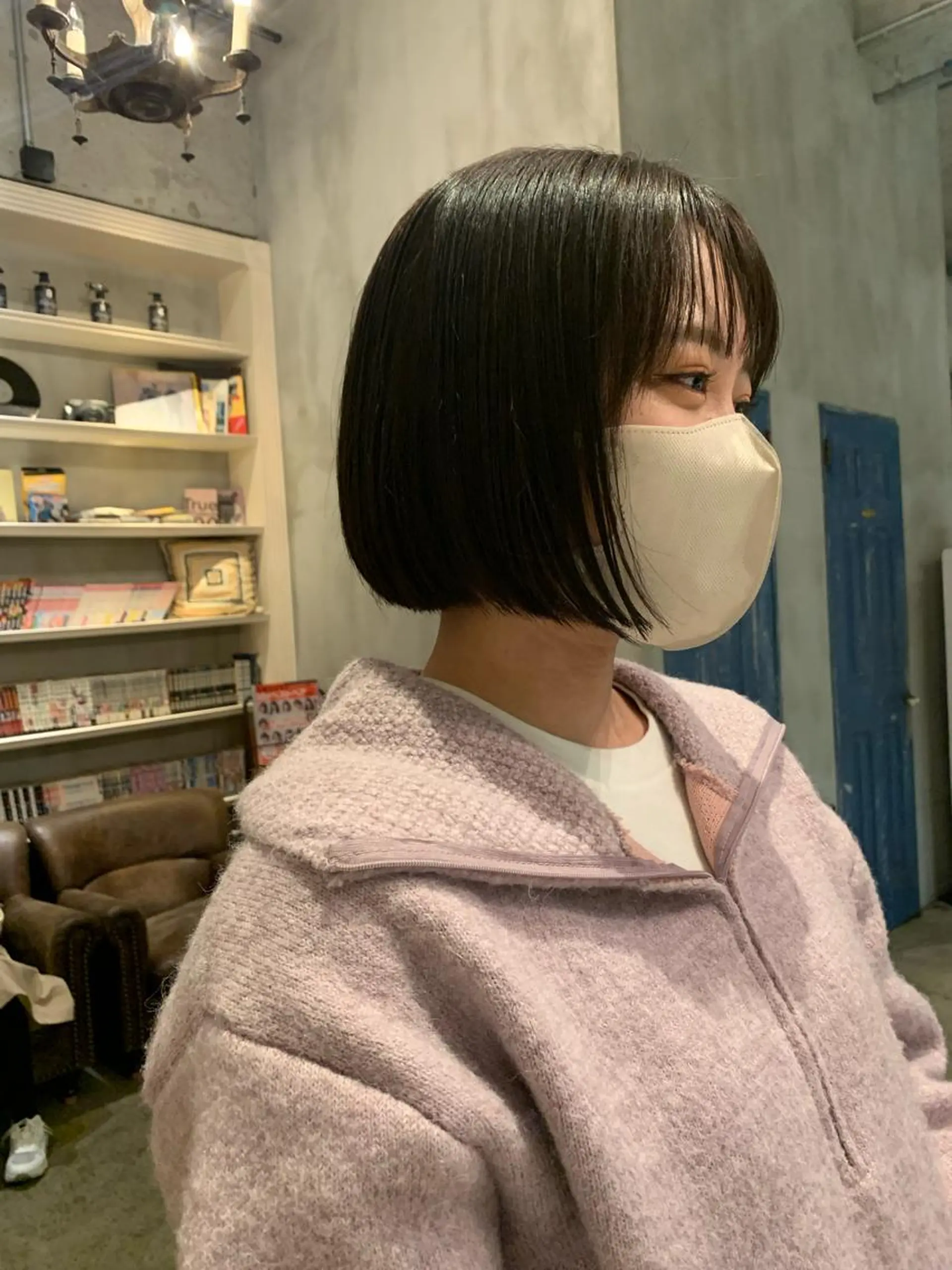 ショート カラー 切りっぱなしボブ 黒髪 ボブ カット ヘアカラー トリートメント yukari/ 立川美容室のヘアスタイル