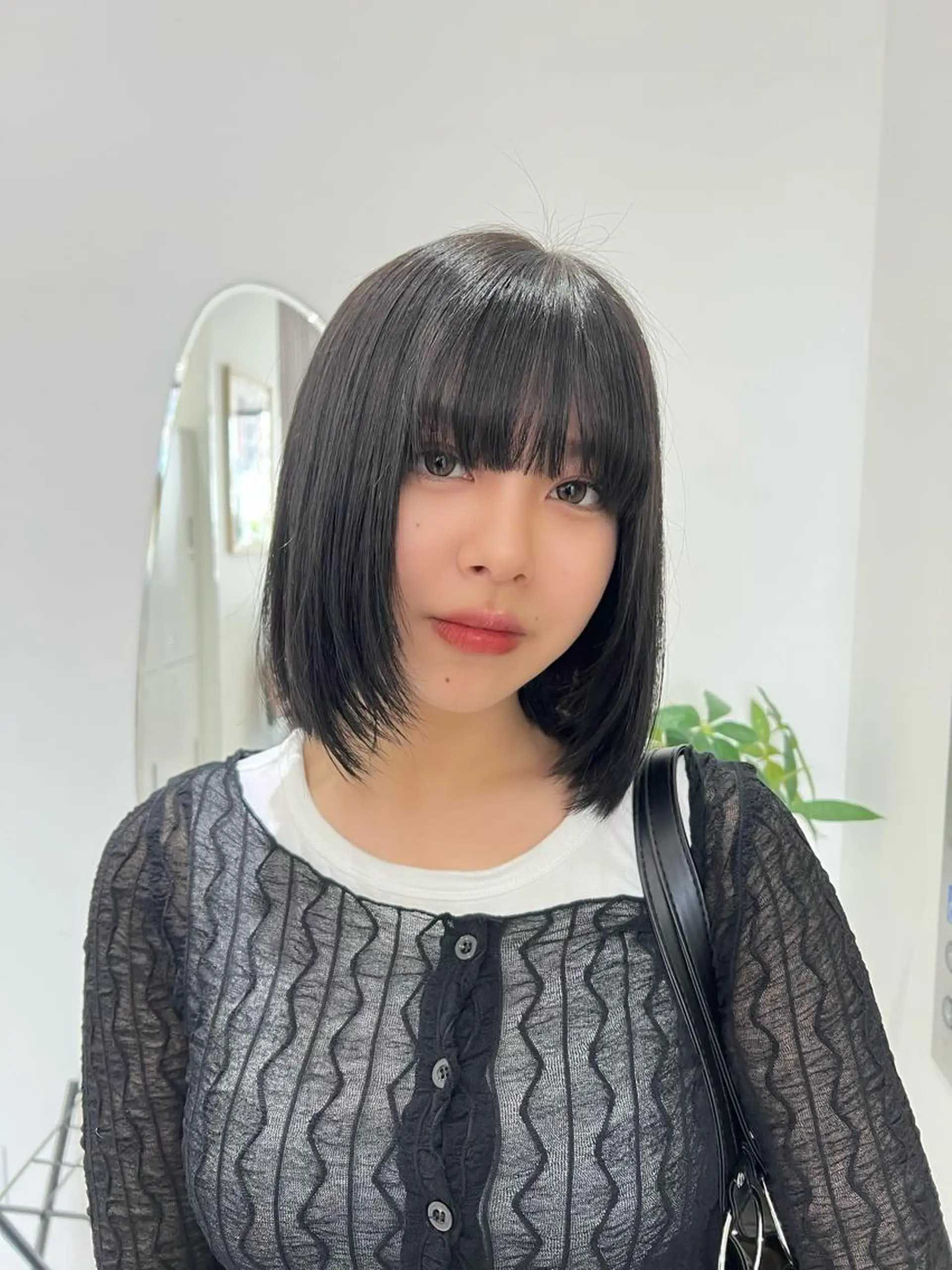 ショート ボブレイヤー ボブ レイヤーカット カット ヘアカラー トリートメント 韓国ヘア🩶侑矢 艶髪透明感/福岡のヘアスタイル