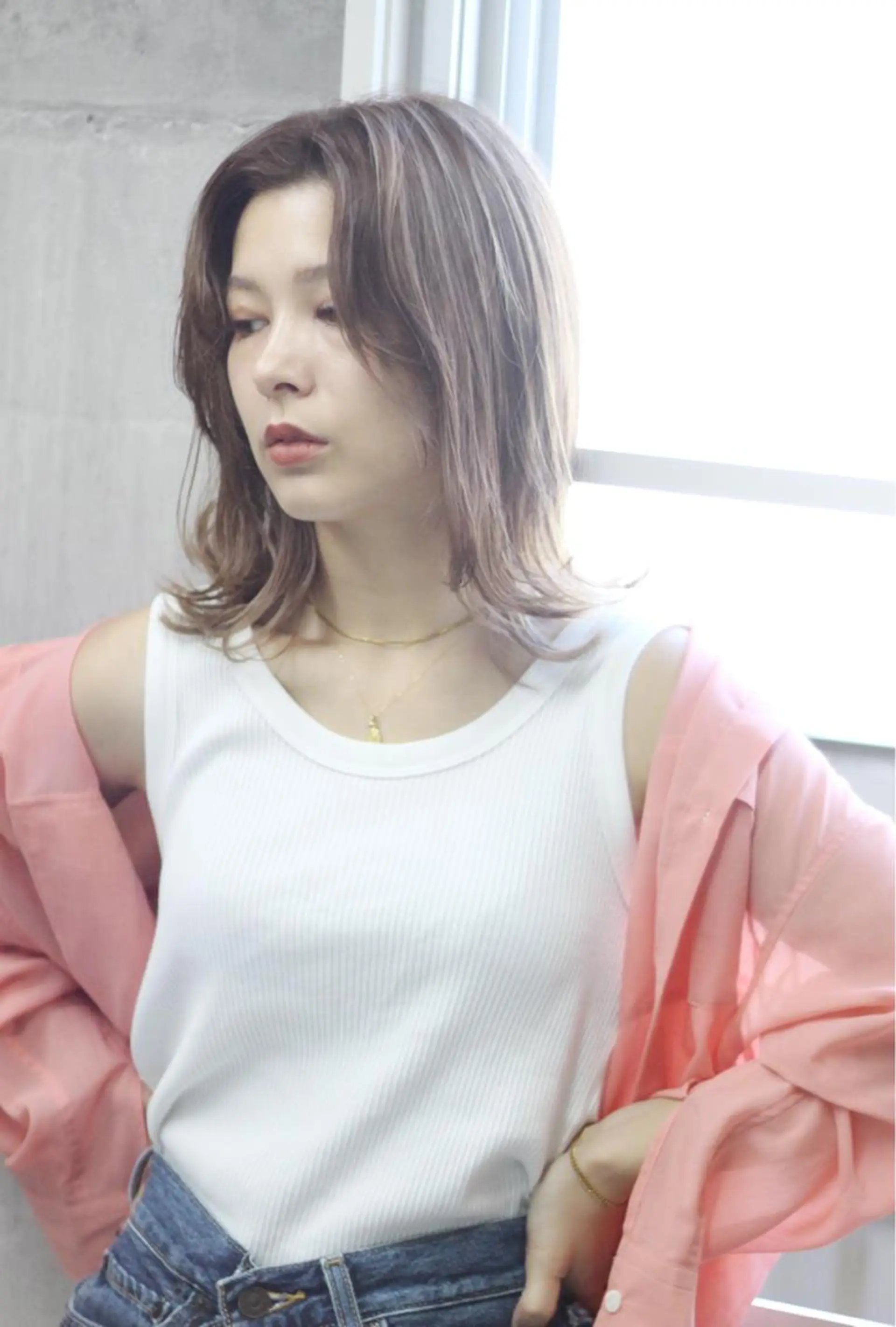 ミディアム カラー ヘアアレンジ N/デザインカラー 🌿ナギのヘアスタイル