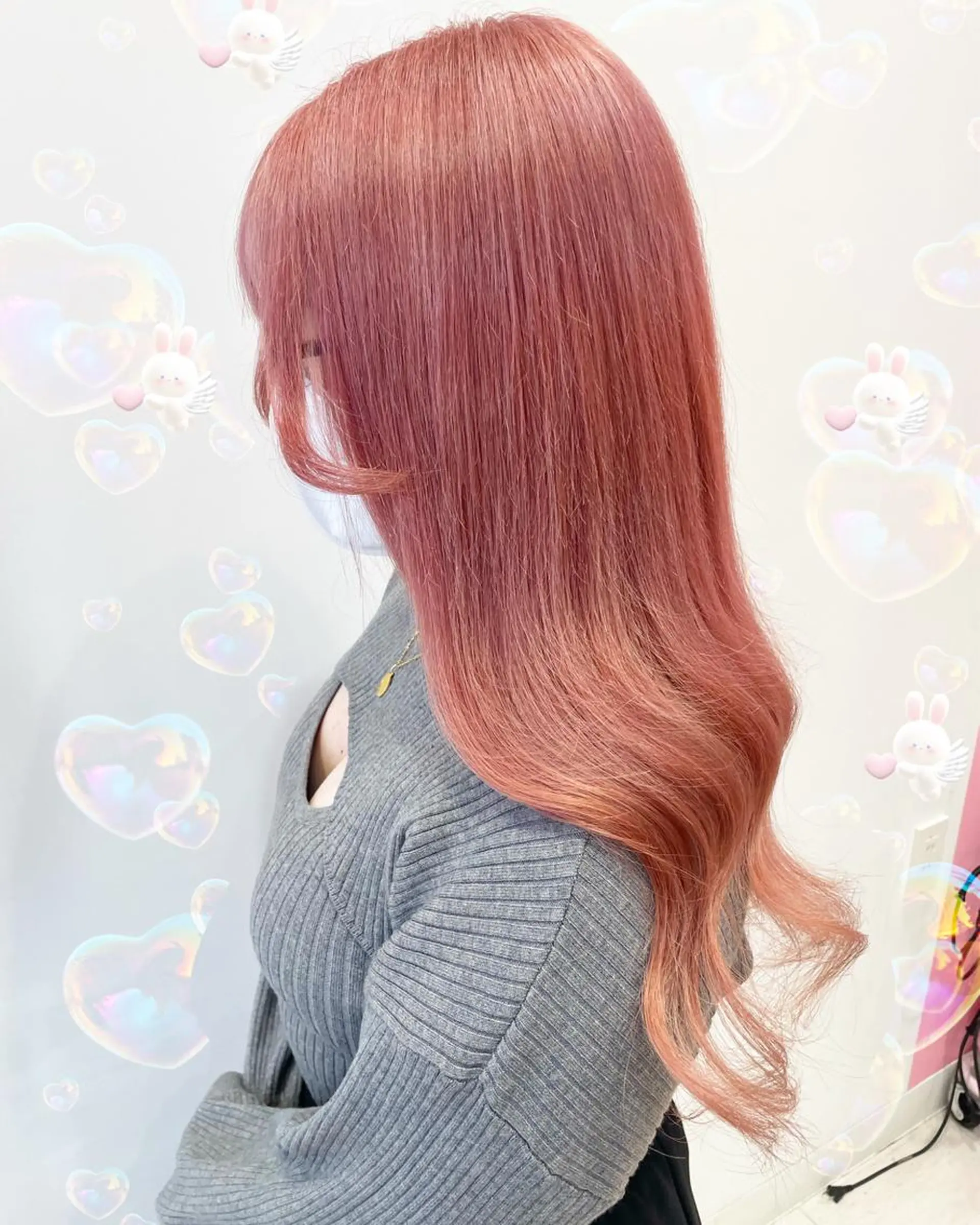 セミロング カラー ピンクカラー ヘアカラー トリートメント 新宿駅近♡個室 ♡関口三都季🌜のヘアスタイル