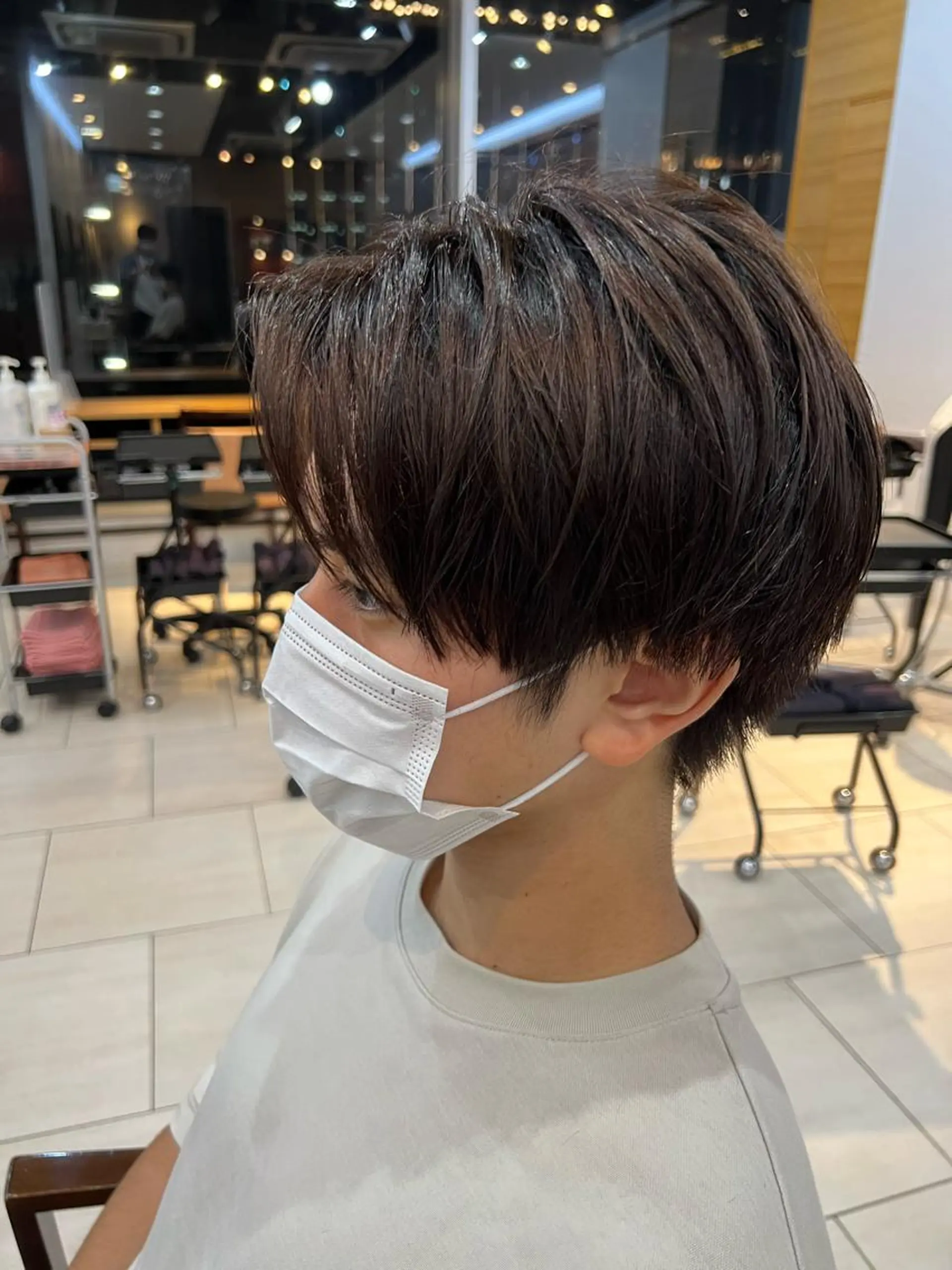 ショート メンズ センターパート メンズカット曲がる 縮毛矯正佐々木タクマのヘアスタイル