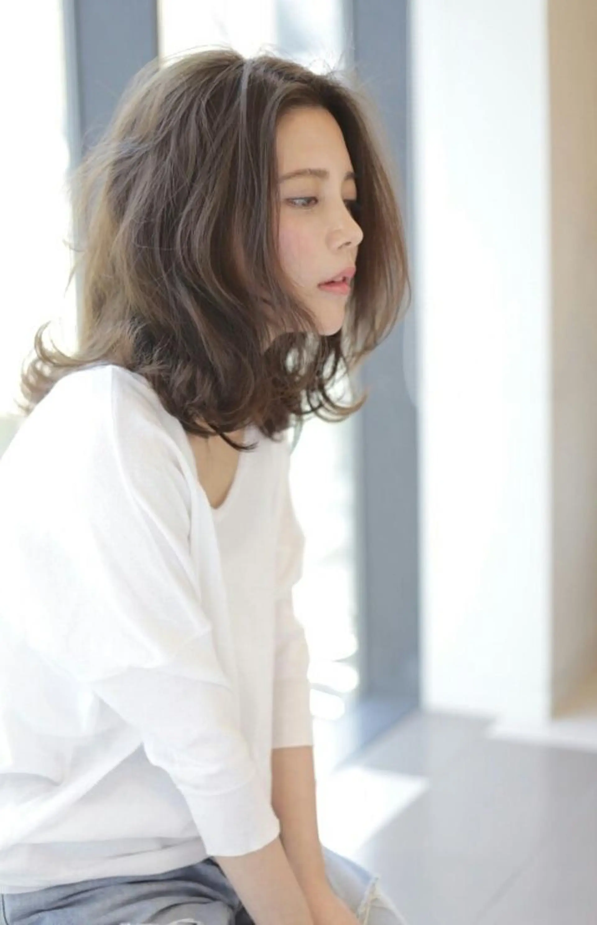ミディアム カット ヘアカラー トリートメント 宮崎 睦のヘアスタイル