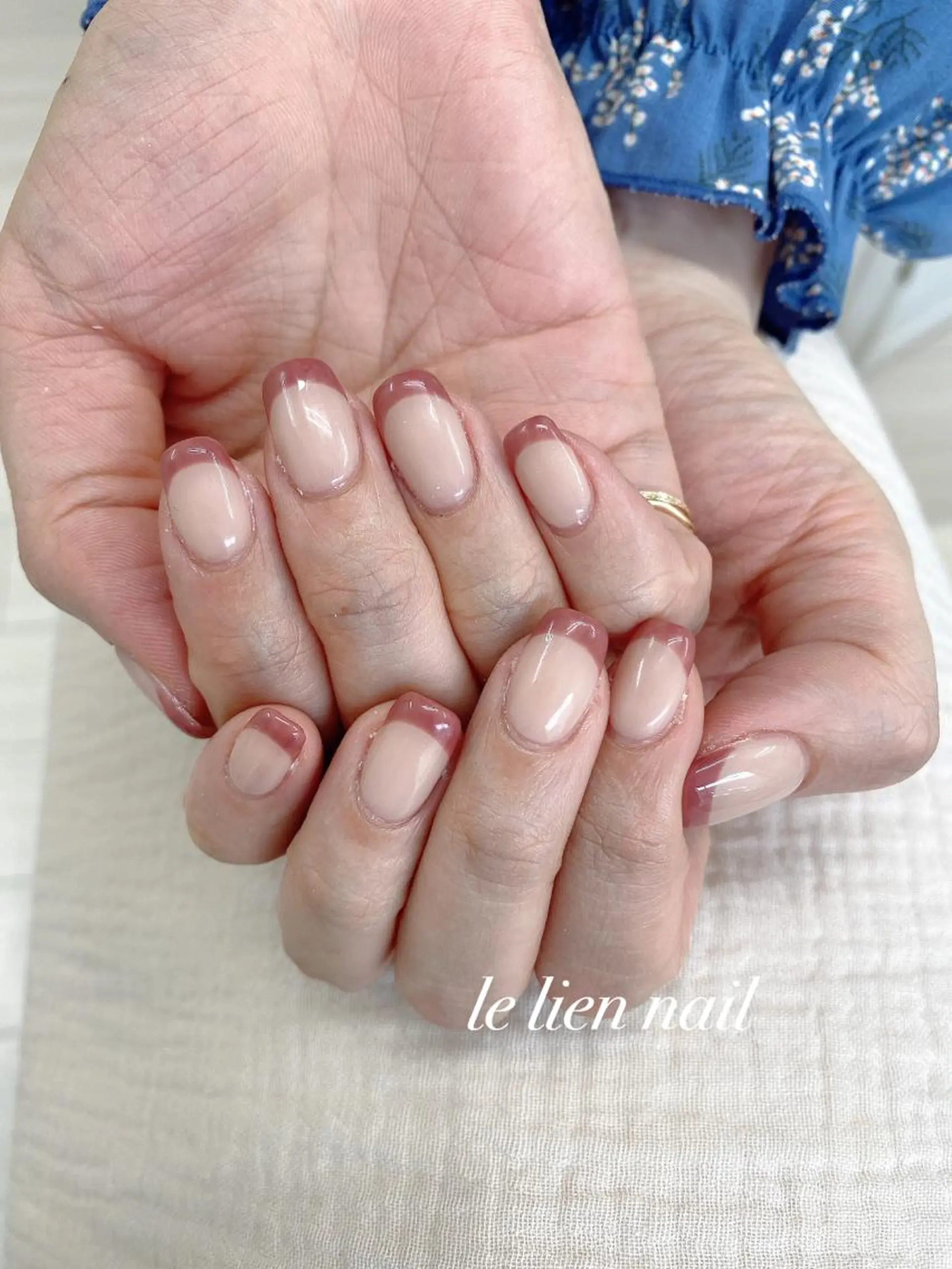 ネイル フレンチネイル オフィスネイル ピンク シンプルネイル le lien nailのネイルデザイン