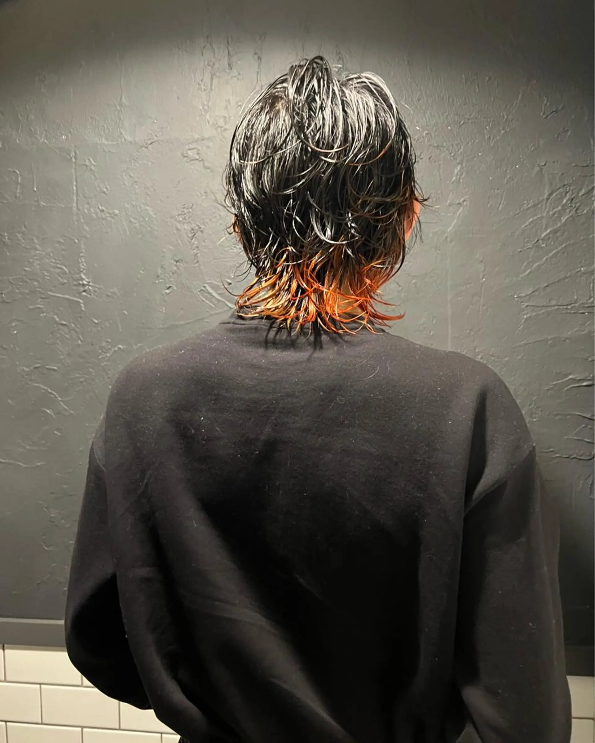 ミディアム パーマ メンズ 退色まで透明感ある ダブルカラー/リクのヘアスタイル