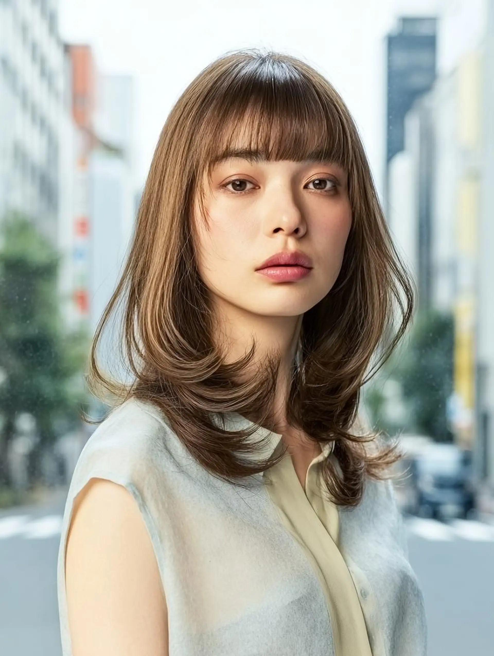 セミロング ハッシュカット 髪質改善 レイヤーカット 縮毛矯正 トリートメント 絶対可愛い暖色カラー 🌷うる艶🌷結奈✨のヘアスタイル