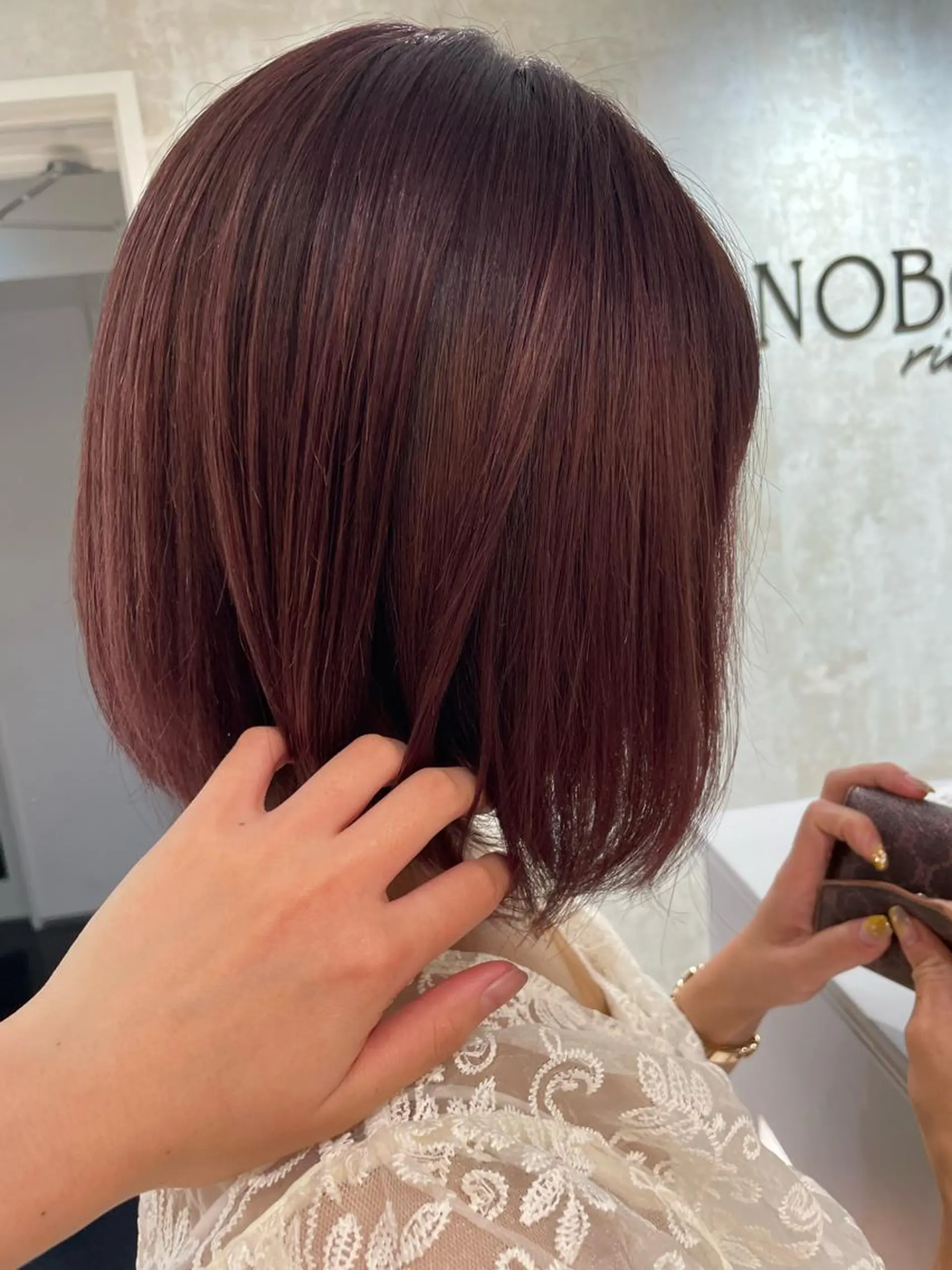 カラー ブラウンカラー ピンクカラー 小野 明日香のヘアスタイル