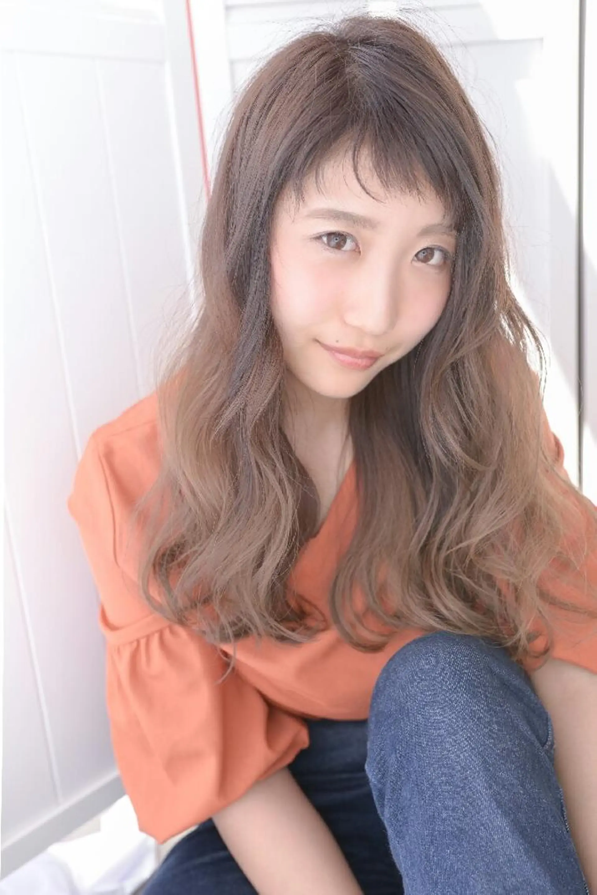 ミディアム セミロング ロング カラー グラデーションカラー belta 姫路山吹 カラーモデル募集のヘアスタイル