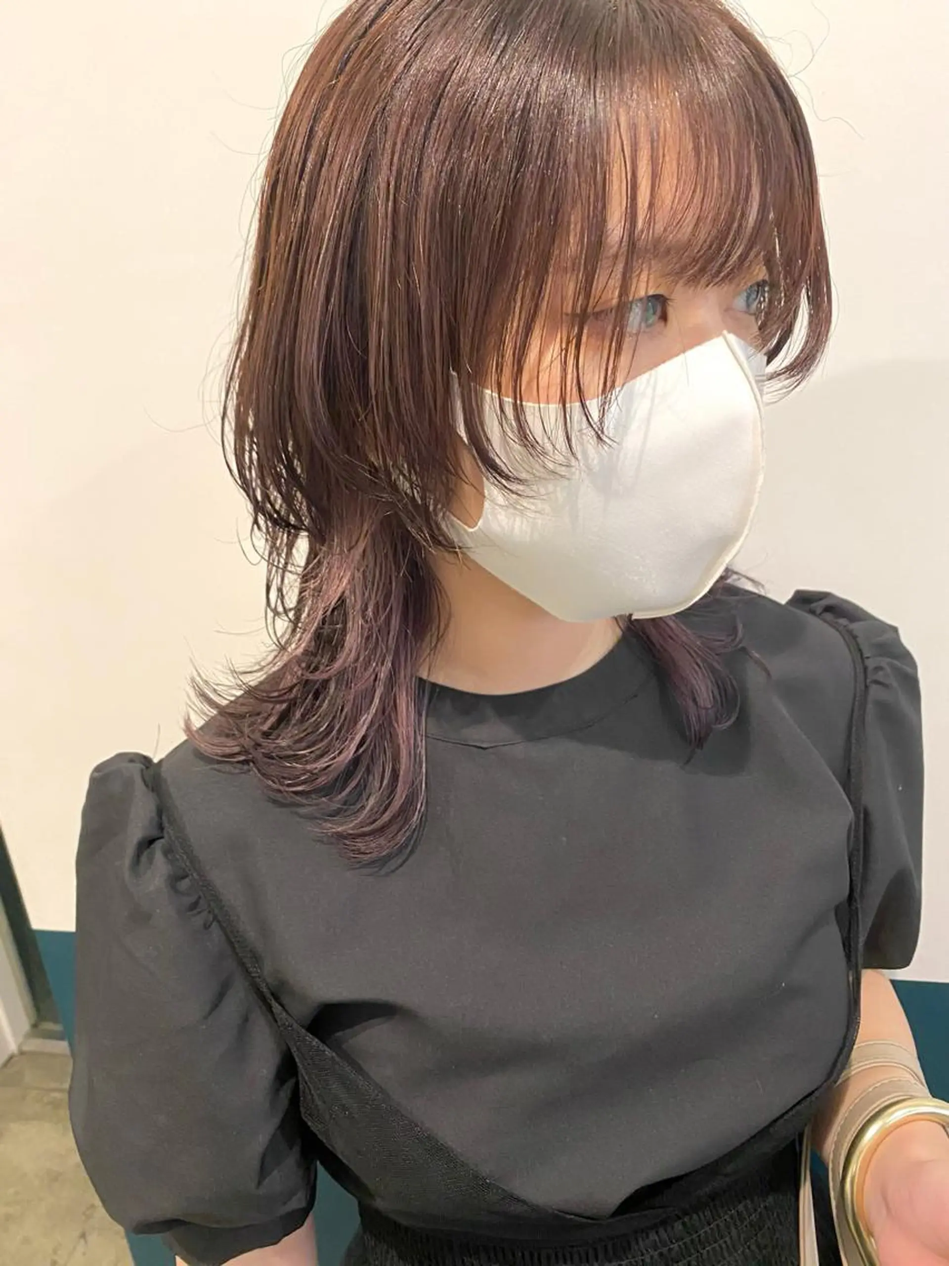 セミロング パープルカラー 武内 凌レイヤーカット🐺のヘアスタイル