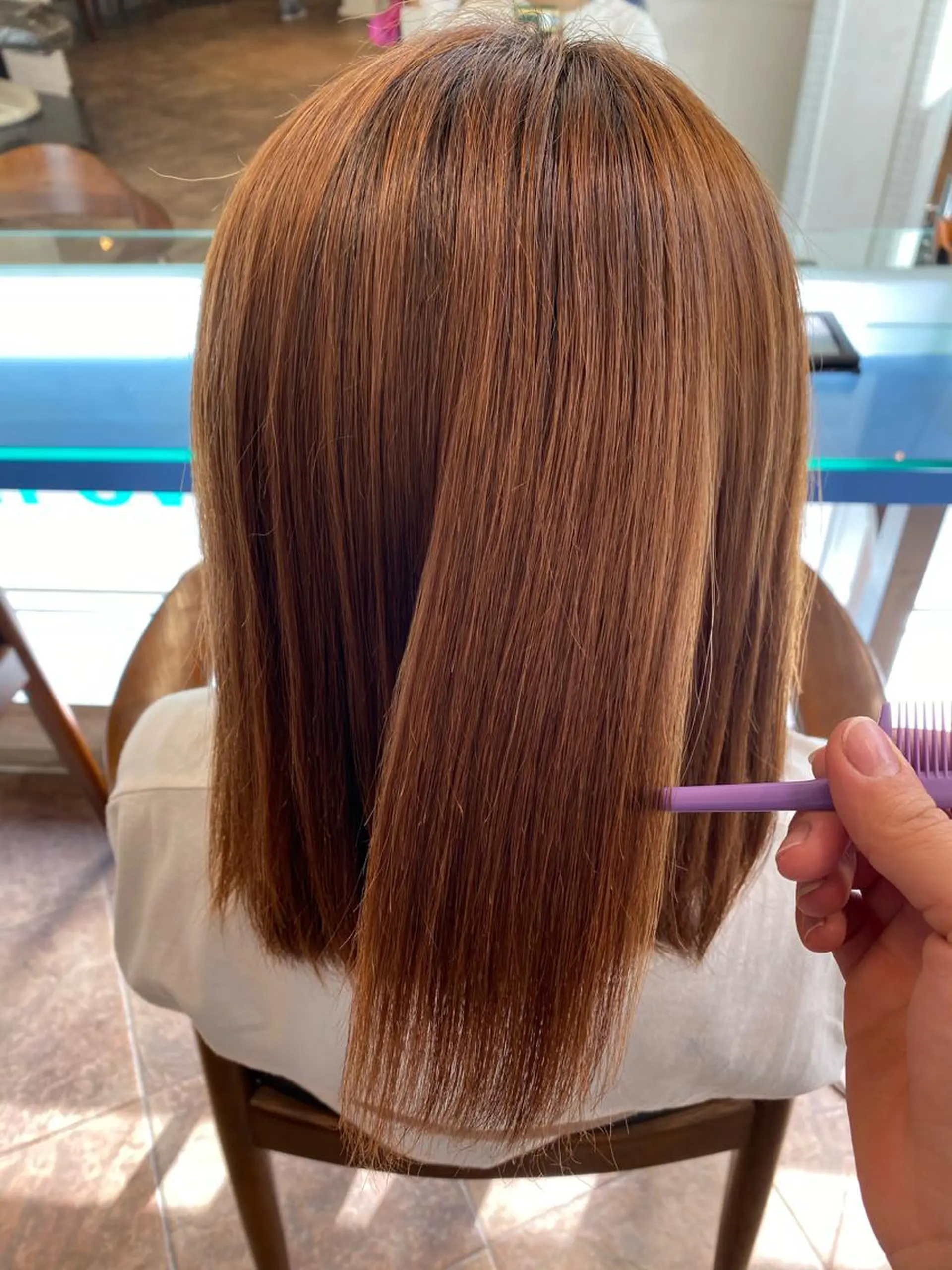 ミディアム 縮毛矯正 💜髪質改善/ 艶カラー/ミナ🩷のヘアスタイル