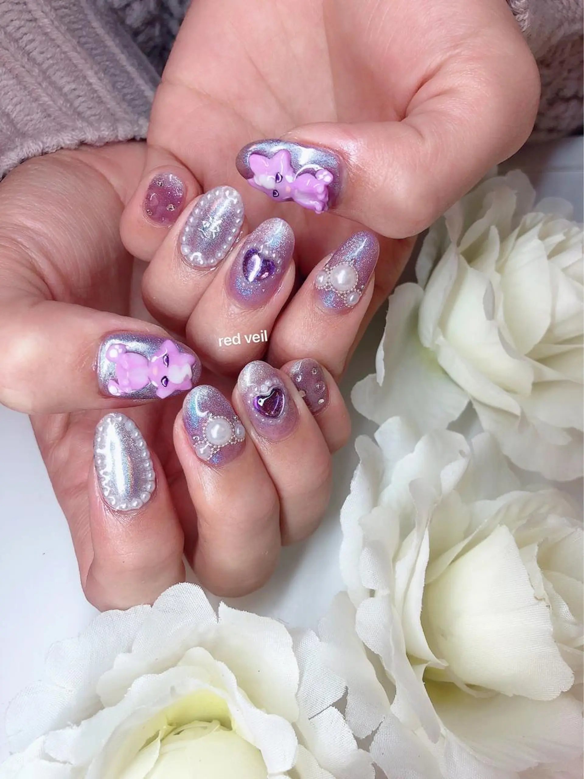 ミディアム ネイル ハンドネイル 長さ出し専門 nynaのネイルデザイン