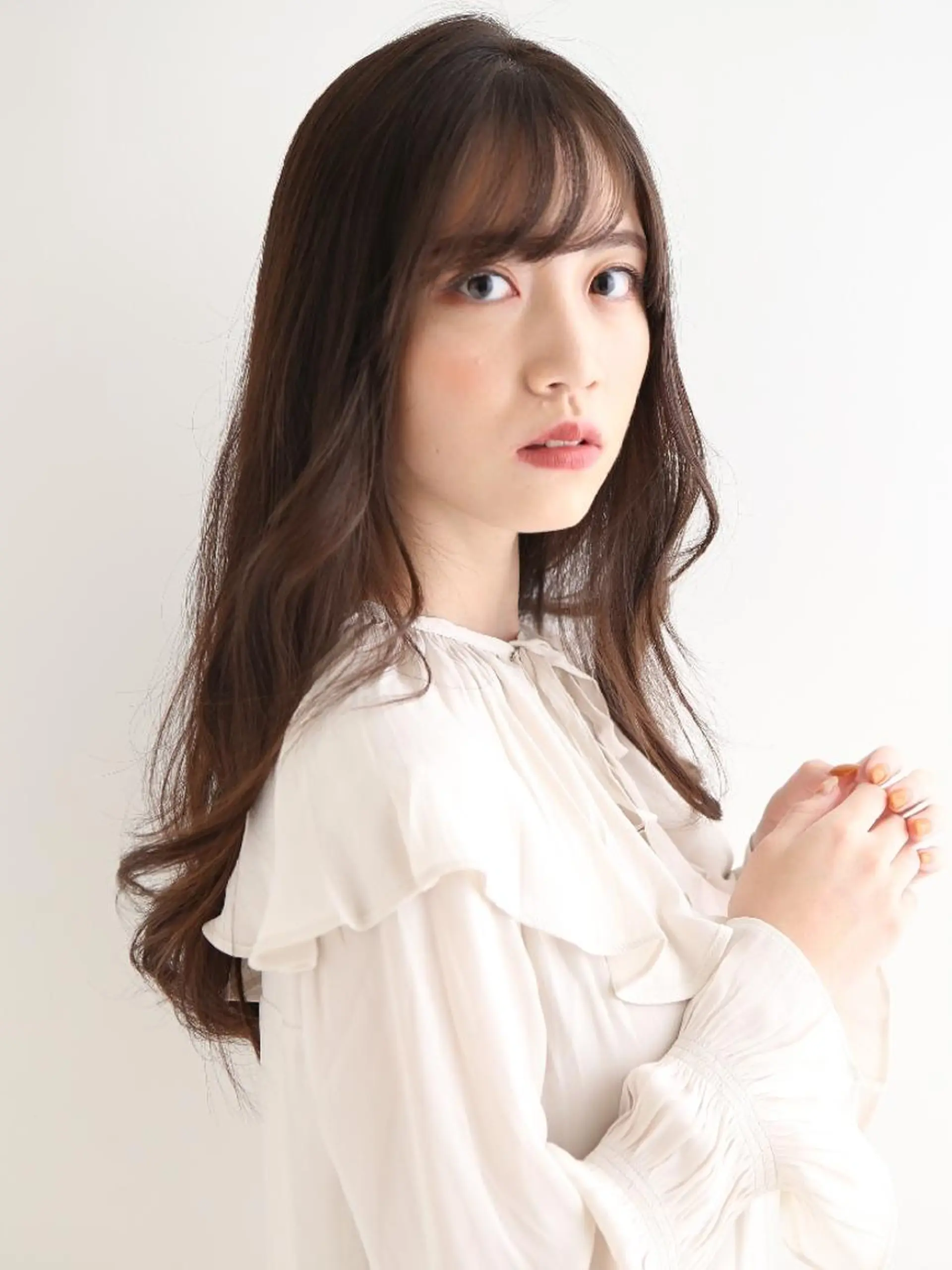 ロング シースルーバング カット ヘアカラー ✨ブリーチなし透明感 カラー✨ゆりかのヘアスタイル