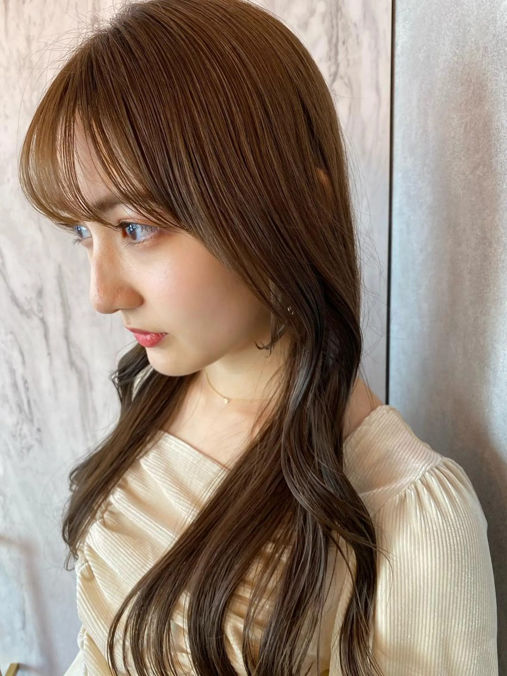 セミロング カラー シールエクステ セミロングパーマ バレイヤージュ ブリーチ ケアブリーチ 新宿/韓国風レイヤー 髪質改善/渋谷直樹のヘアスタイル