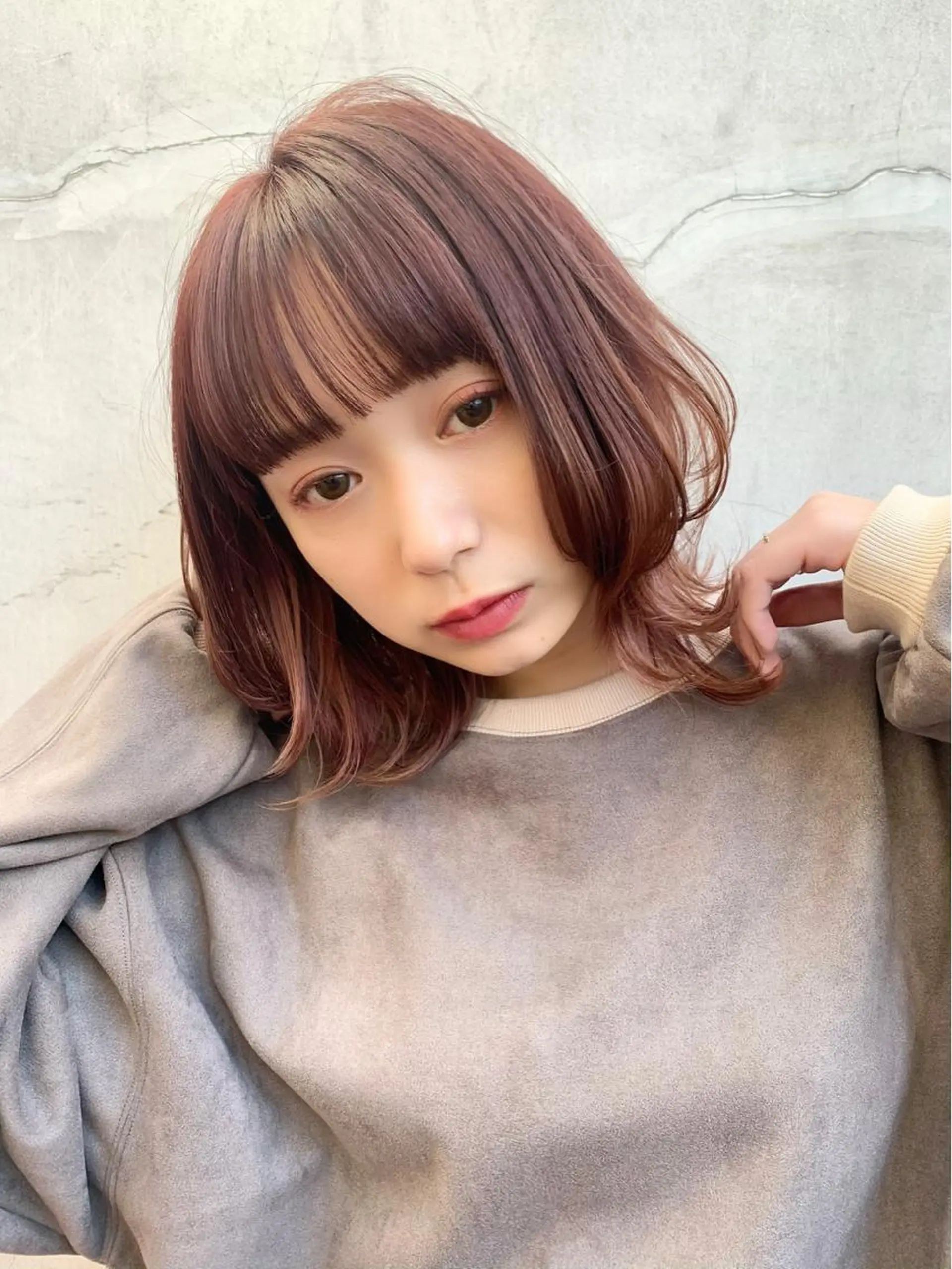ミディアム カラー ピンクカラー ボブ ウルフカット ウルフボブ 髪質改善☆ 縮毛矯正miyuのヘアスタイル
