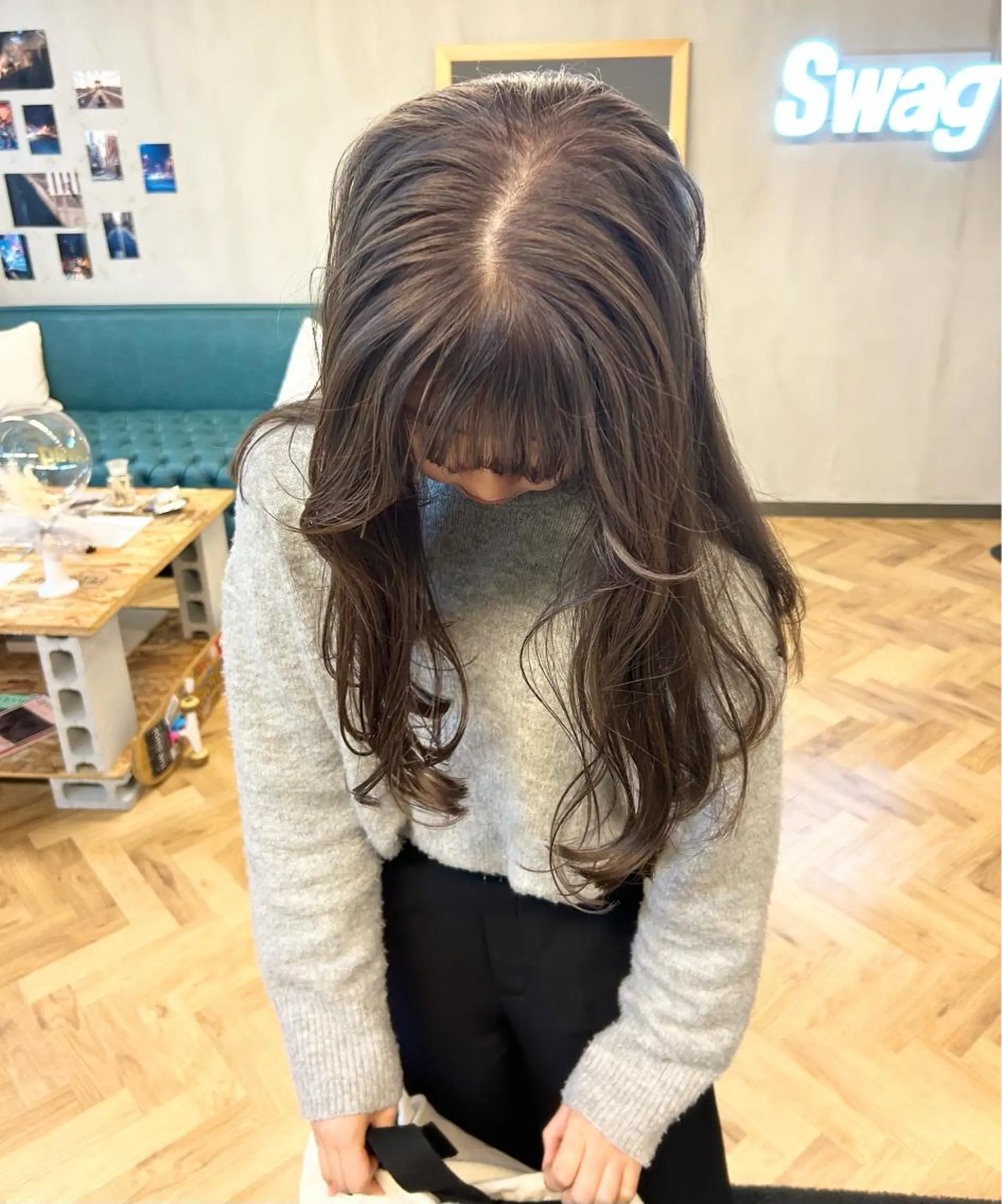 ロング カラー パーマ ヘアアレンジ ブリーチ 髪と音処　マトぺ所属・デザインカラー/ボブ ブリーチカラー/ユリのヘアスタイル