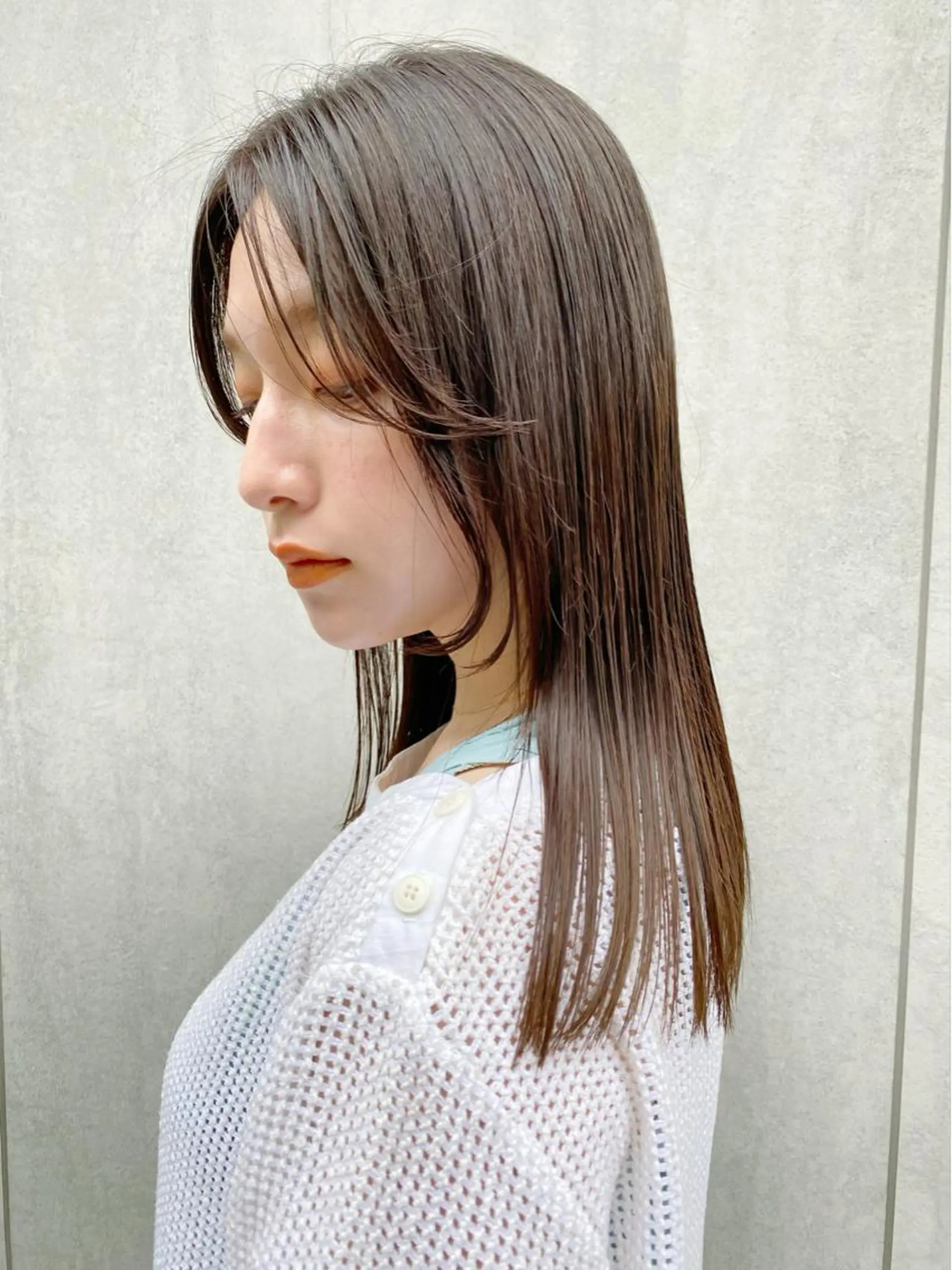 ミディアム パーマ ストレートパーマ ミディアムヘア🌼 さきのヘアスタイル