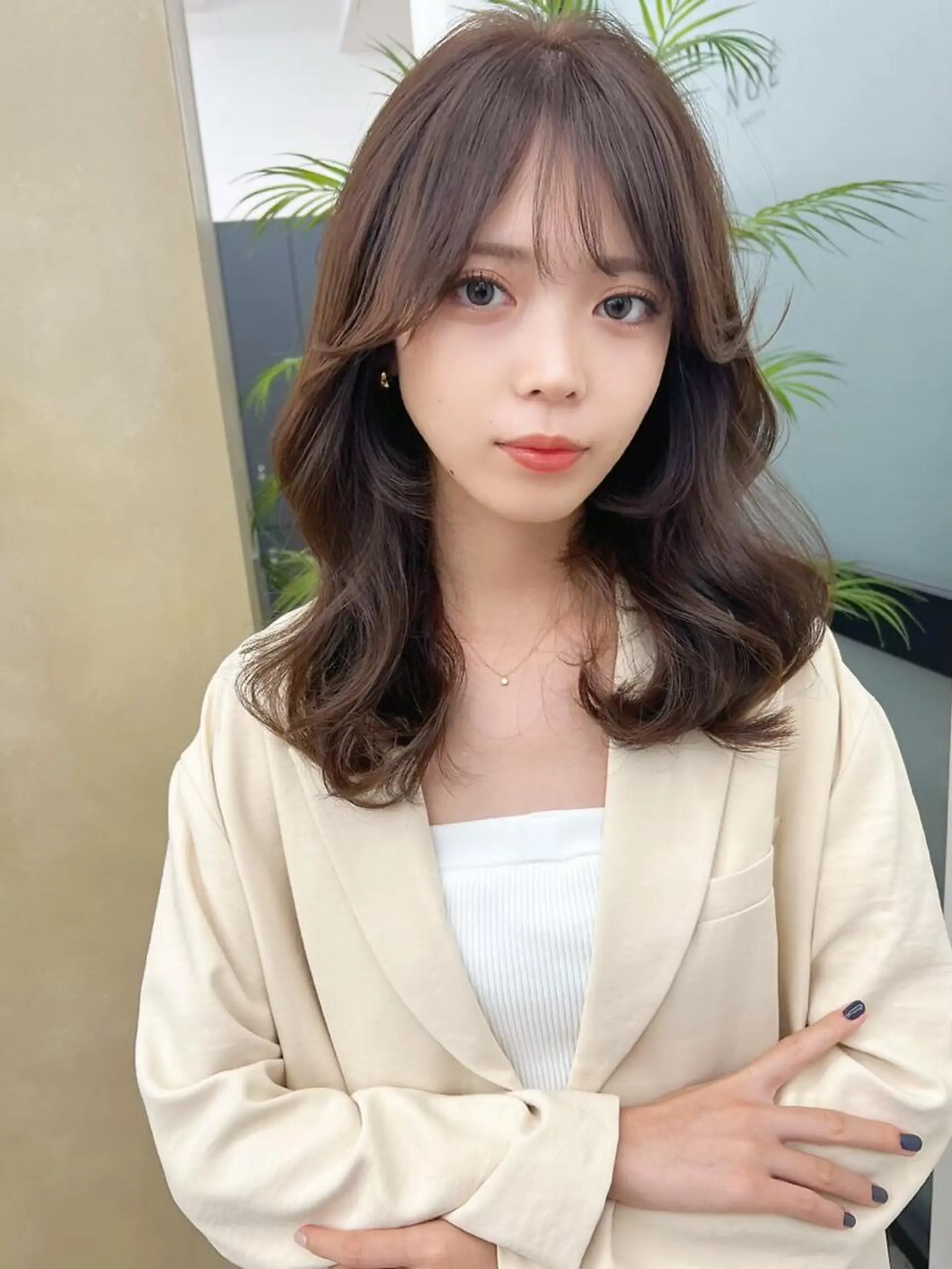 セミロング 顔周りカット 韓国風ヘア レイヤーカット だいや/メンズパーマ メンズカット/名古屋のヘアスタイル