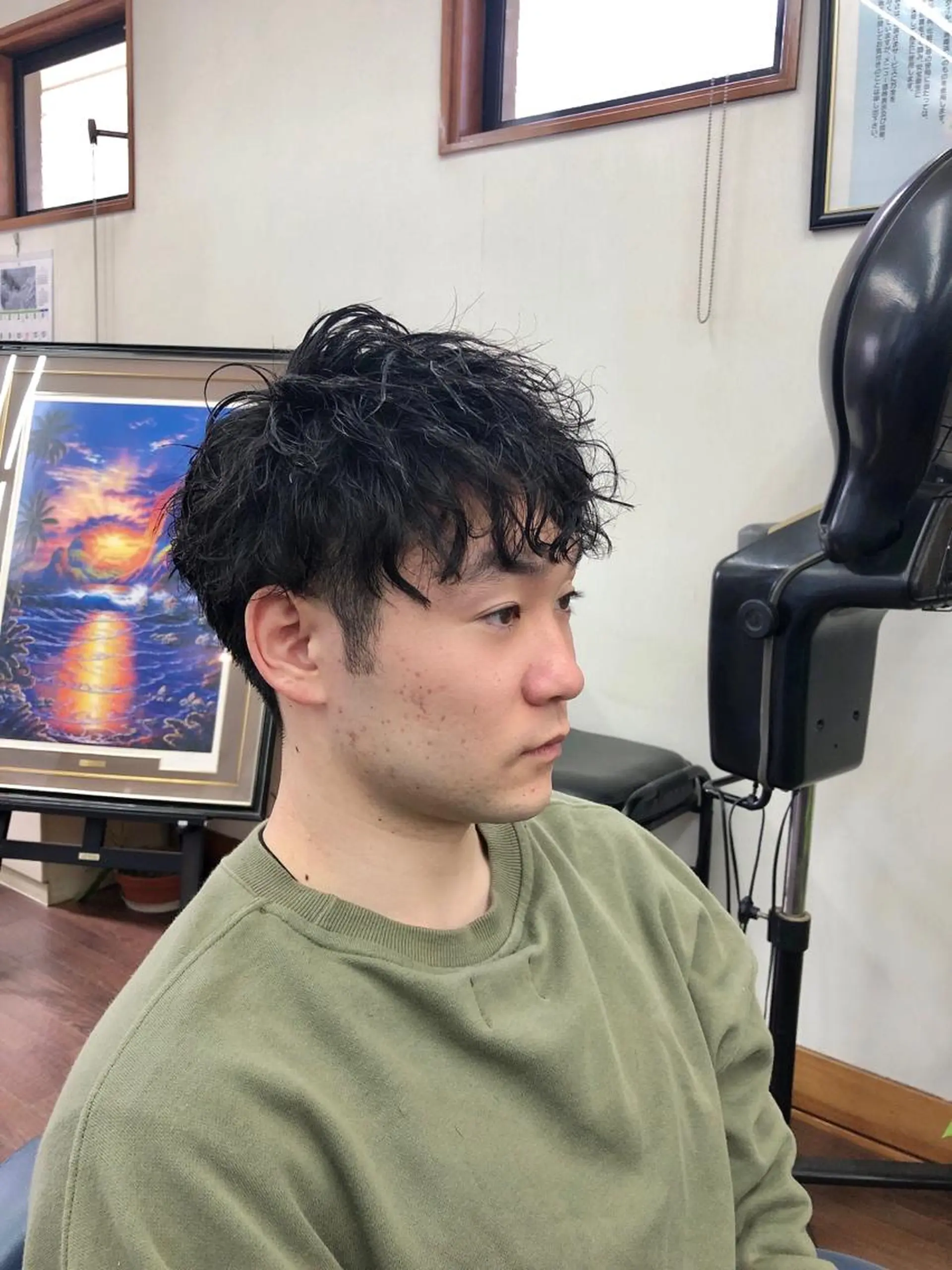 パーマ メンズ マッシュ メンズパーマ スパイラルパーマ カット wカラー 指名No1かけるのヘアスタイル