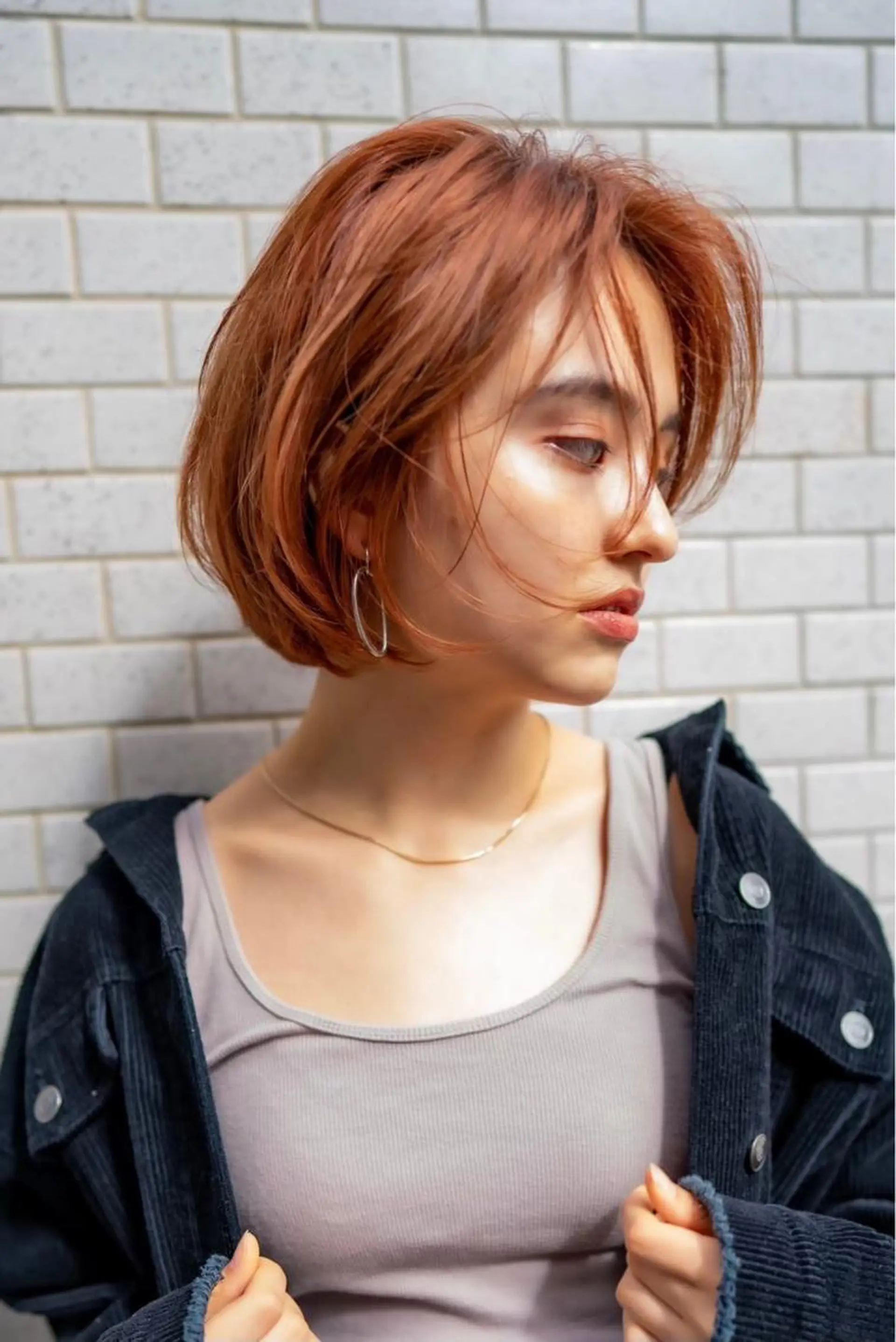 ショート カラー オレンジ ショートヘア 10月限定モニター 髪質改善美髪矯正のヘアスタイル