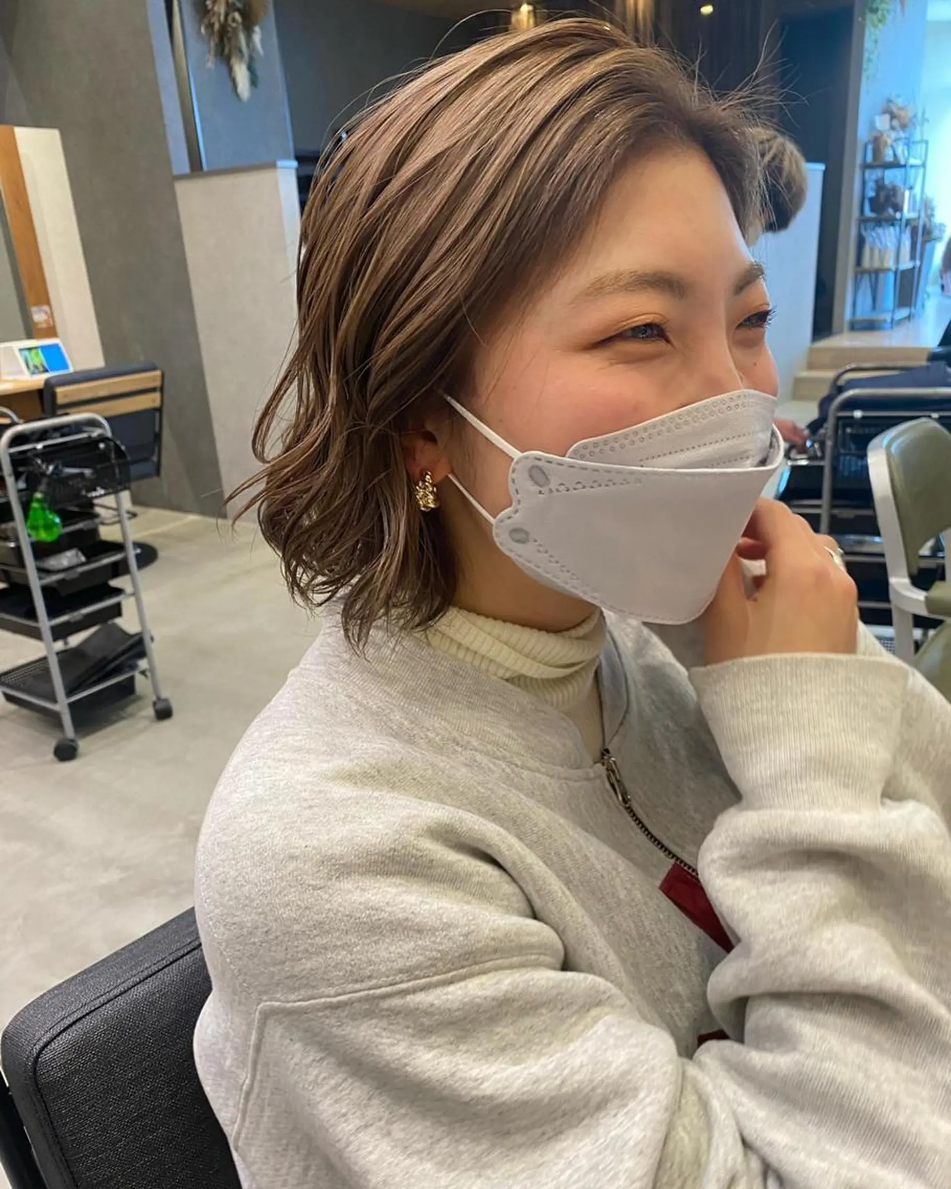 ショート カラー パーマ メンズ キッズ マツエク・マツパ ベージュカラー 山本 銘子のヘアスタイル