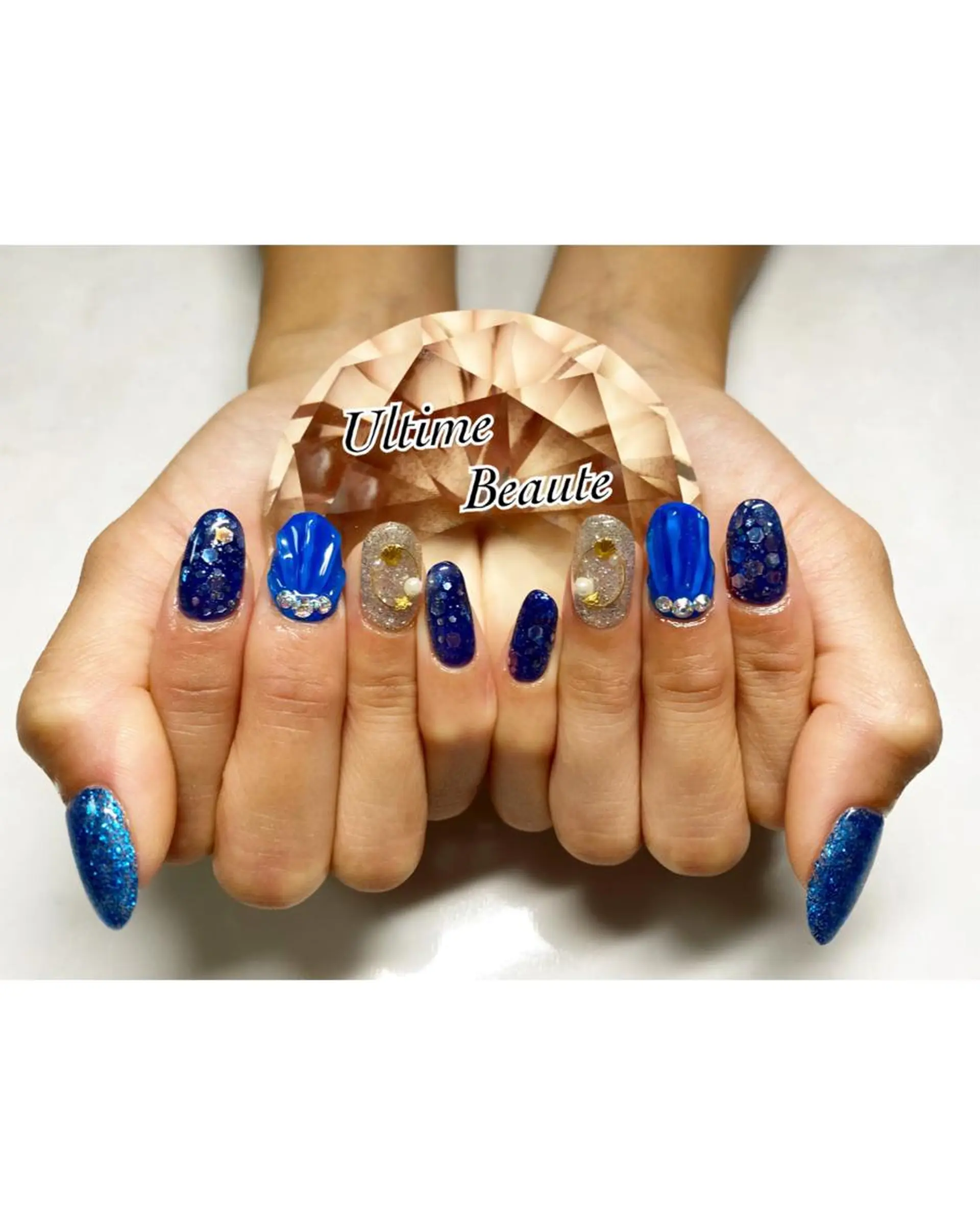 ネイル アートネイル ブルー 石塚 亜矢加のネイルデザイン