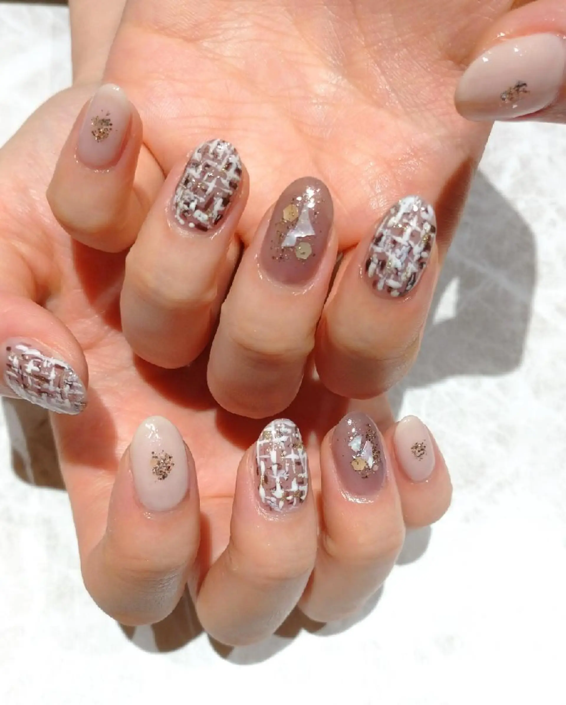 ネイル アートネイル ツイードネイル ハンドネイル 會田 瑠衣のネイルデザイン