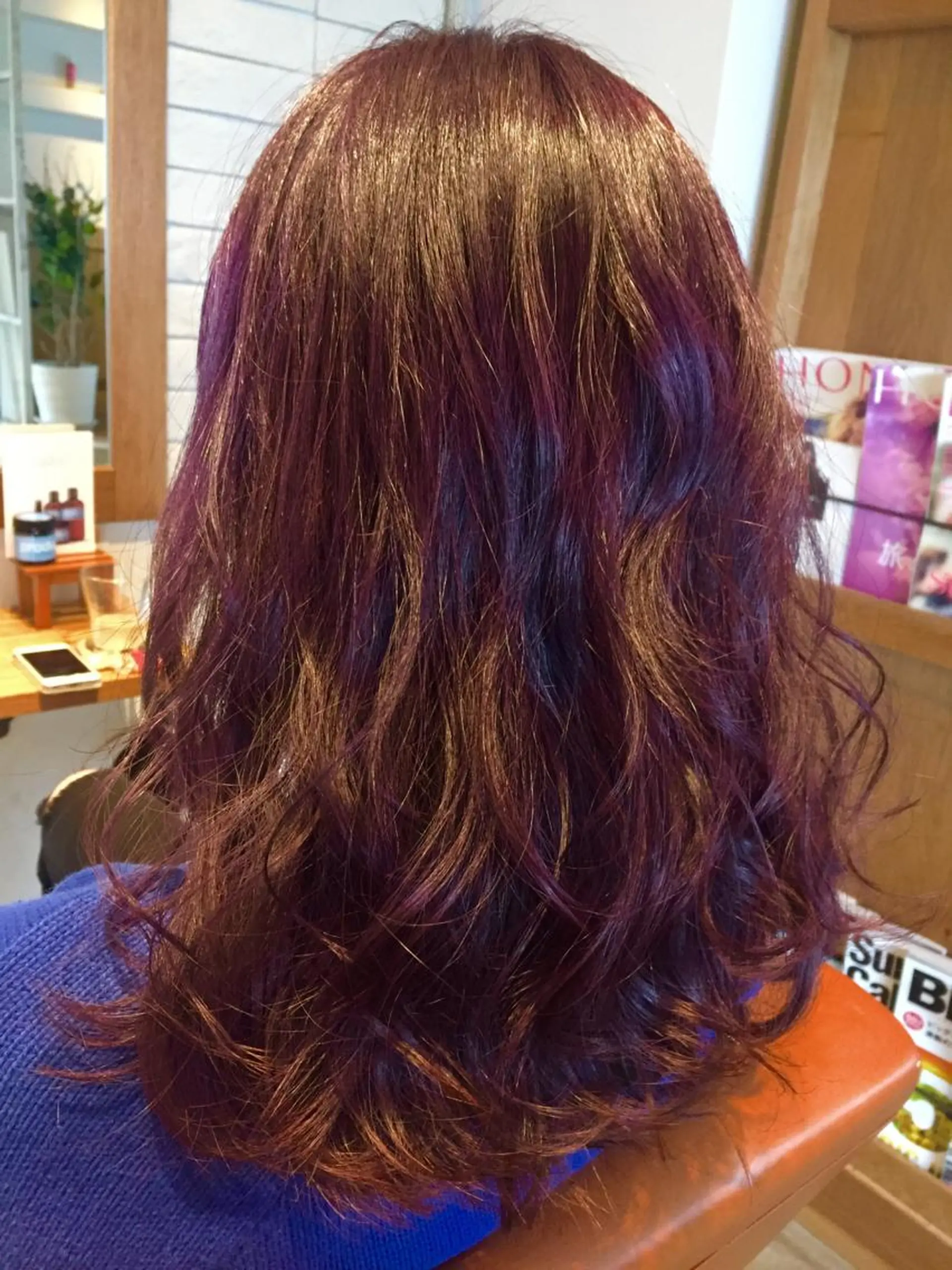 ミディアム セミロング カラー ピンクカラー 若杉 諒のヘアスタイル