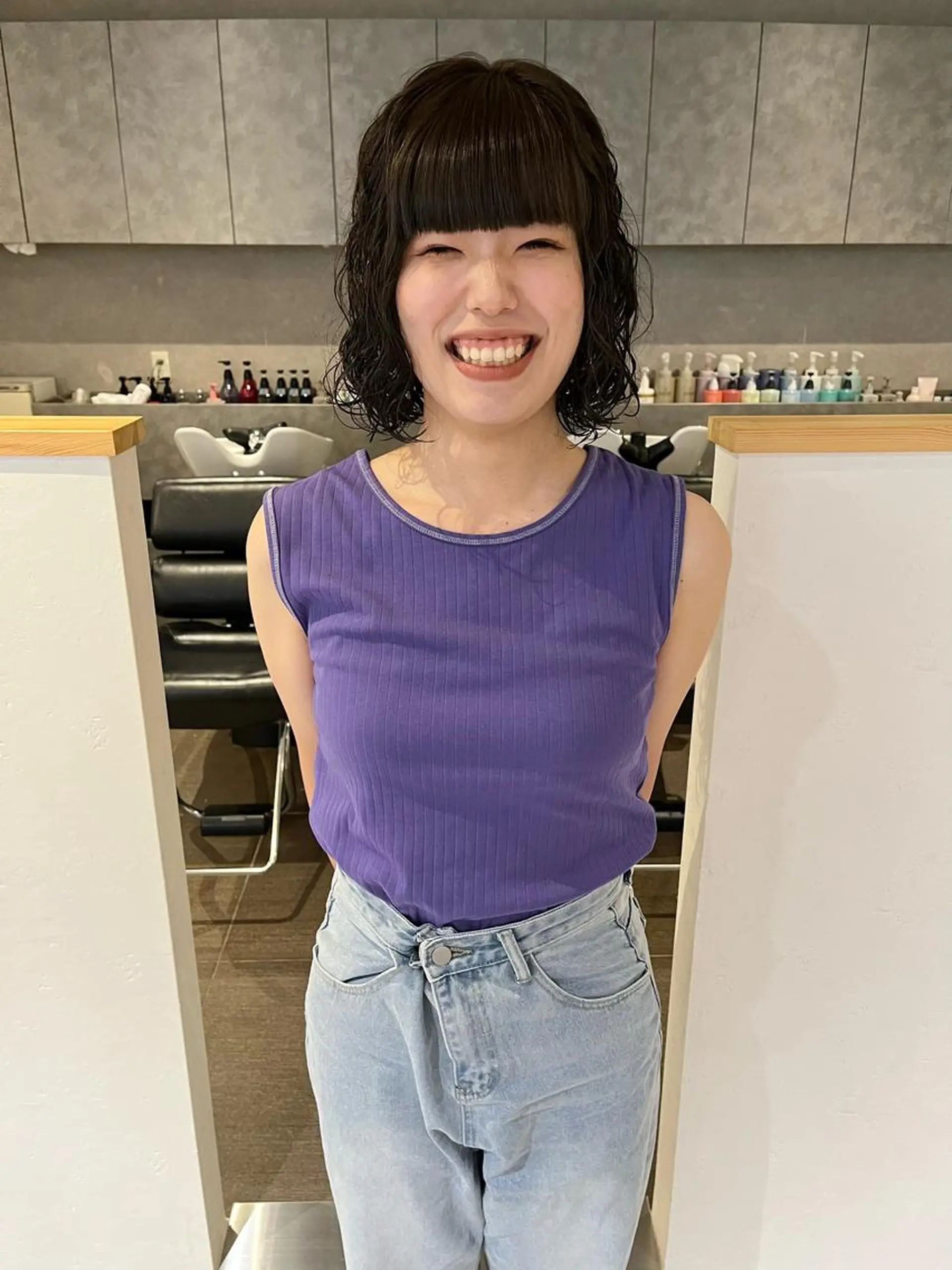 ショート カラー パーマ ブラウンカラー 透明感カラー イルミナカラー オリーブブラウン オリーブカラー カット パーマ ショート/パーマ/ カラー/FUKOのヘアスタイル