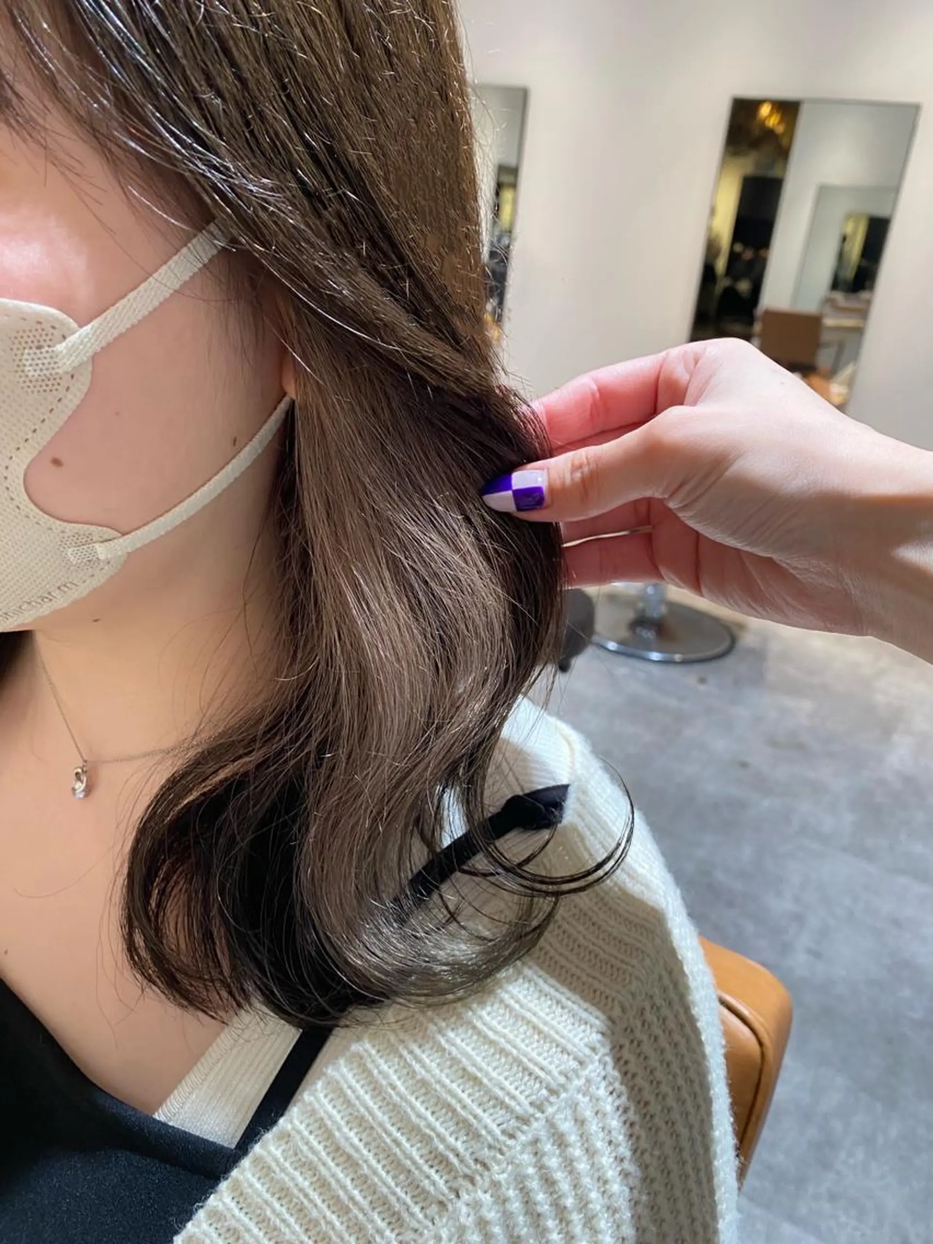 セミロング カラー ベージュカラー グレージュ ホワイトベージュ カット ヘアカラー オスズ 🎀´-のヘアスタイル