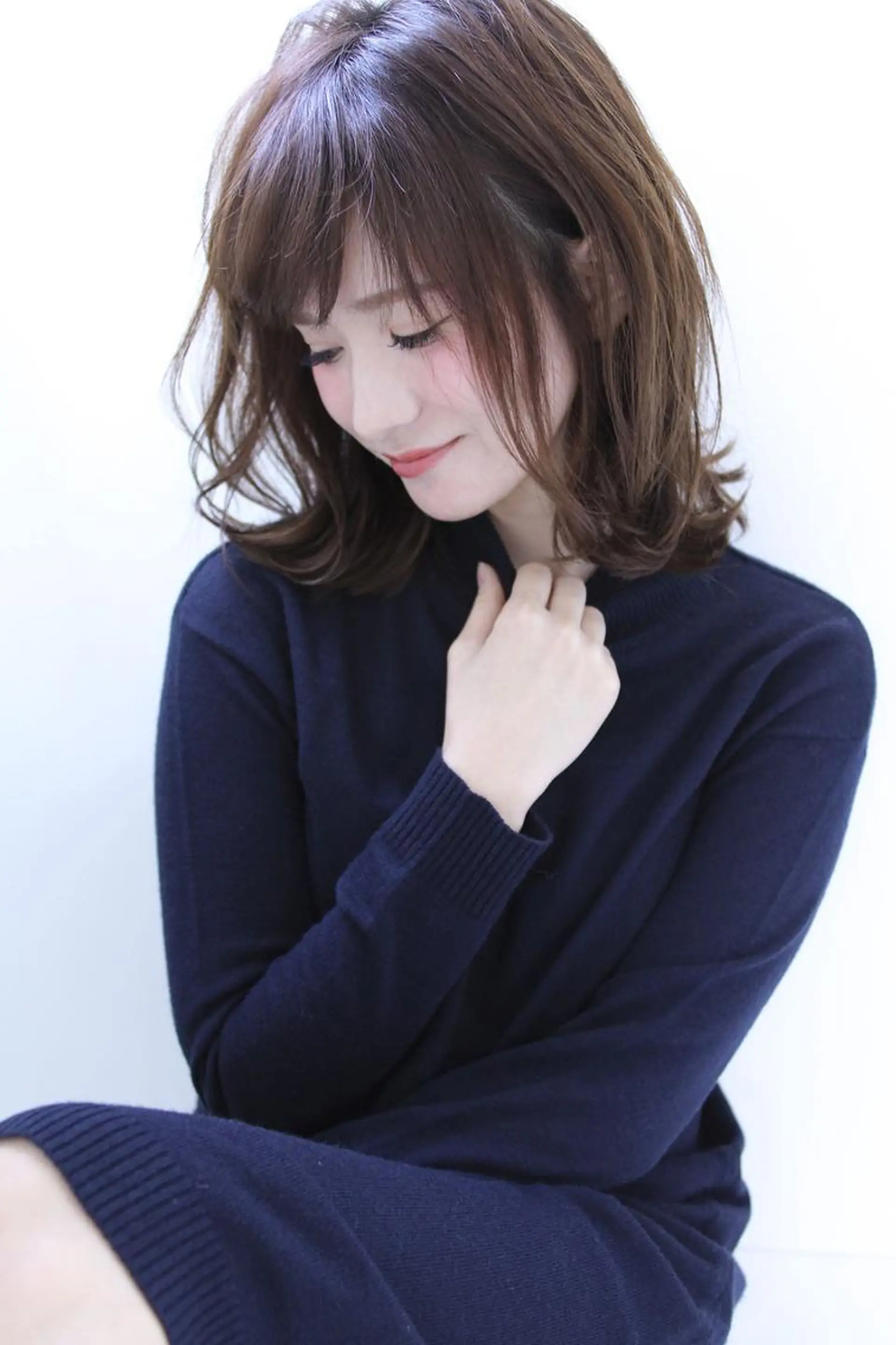 ミディアム カラー 韓国メンズヘア　ミル クティボブ　足立佳代のヘアスタイル