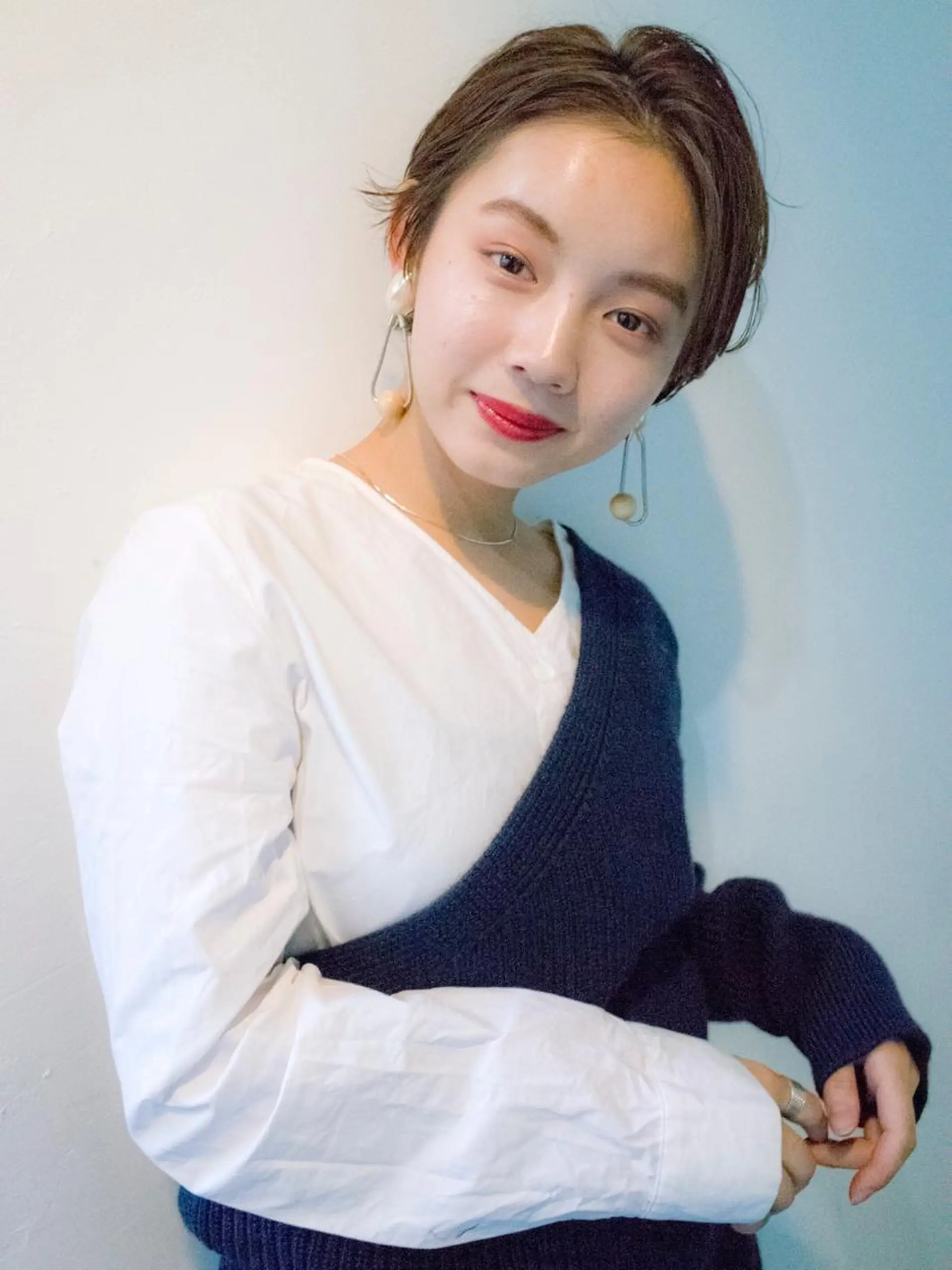 ショート ショートヘア カット トリートメント 💓パーマ，💗 レイヤーカットのヘアスタイル