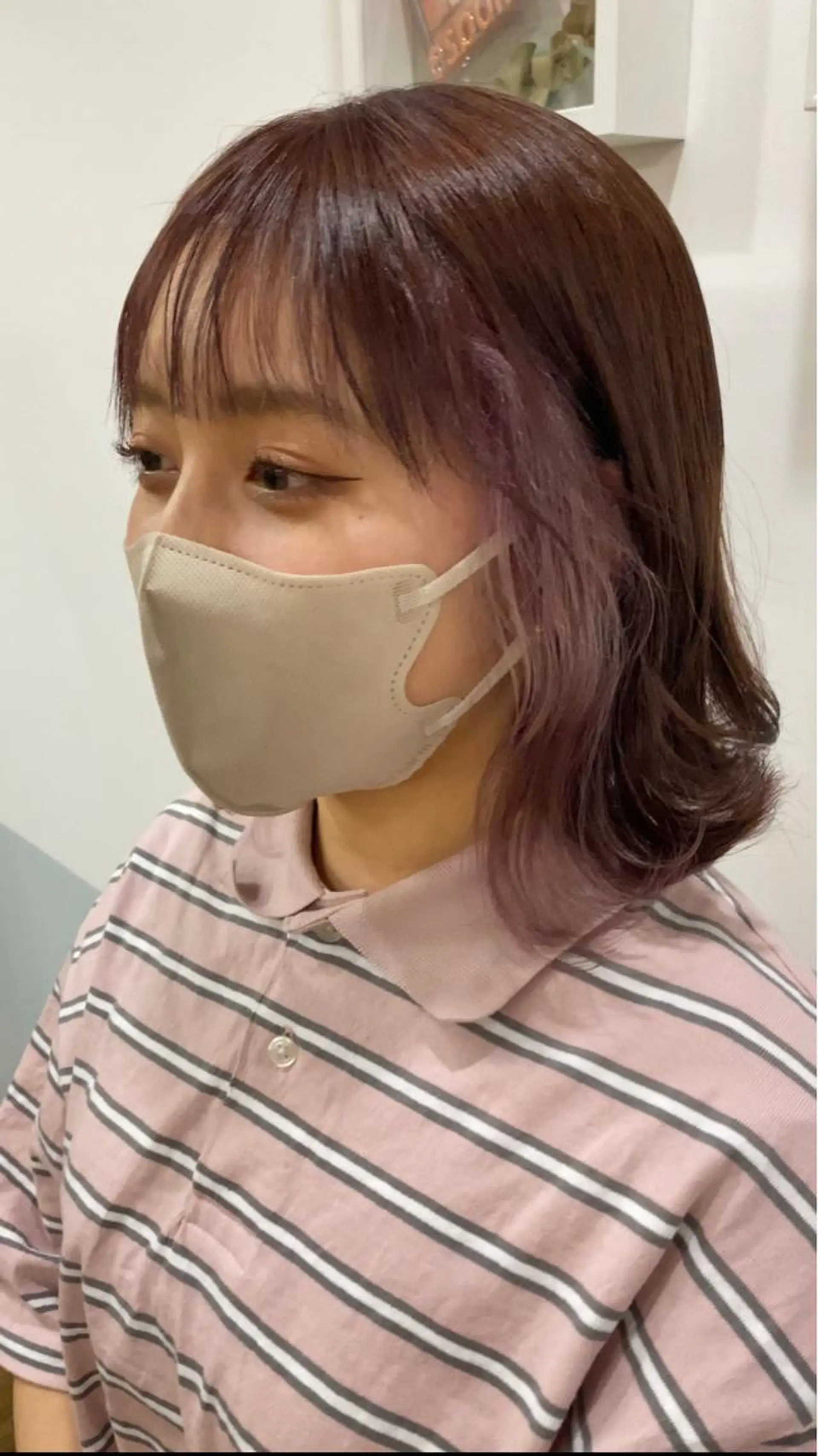 セミロング カラー ピンクカラー ホワイトピンク ヘアカラー トリートメント 韓国ヘア🇰🇷 スズキのヘアスタイル