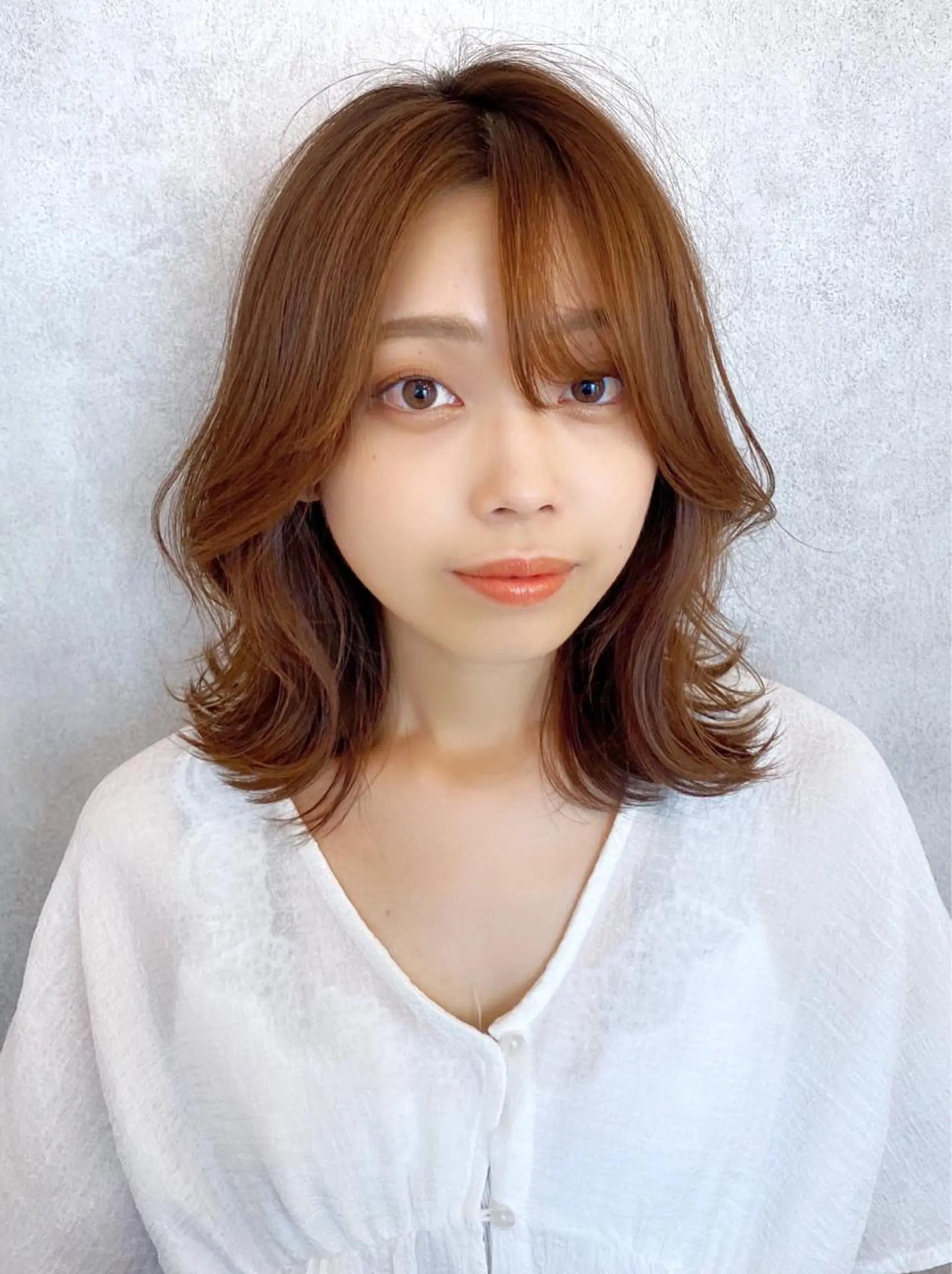 ミディアム カラー 新宿/韓国風レイヤー 髪質改善/渋谷直樹のヘアスタイル