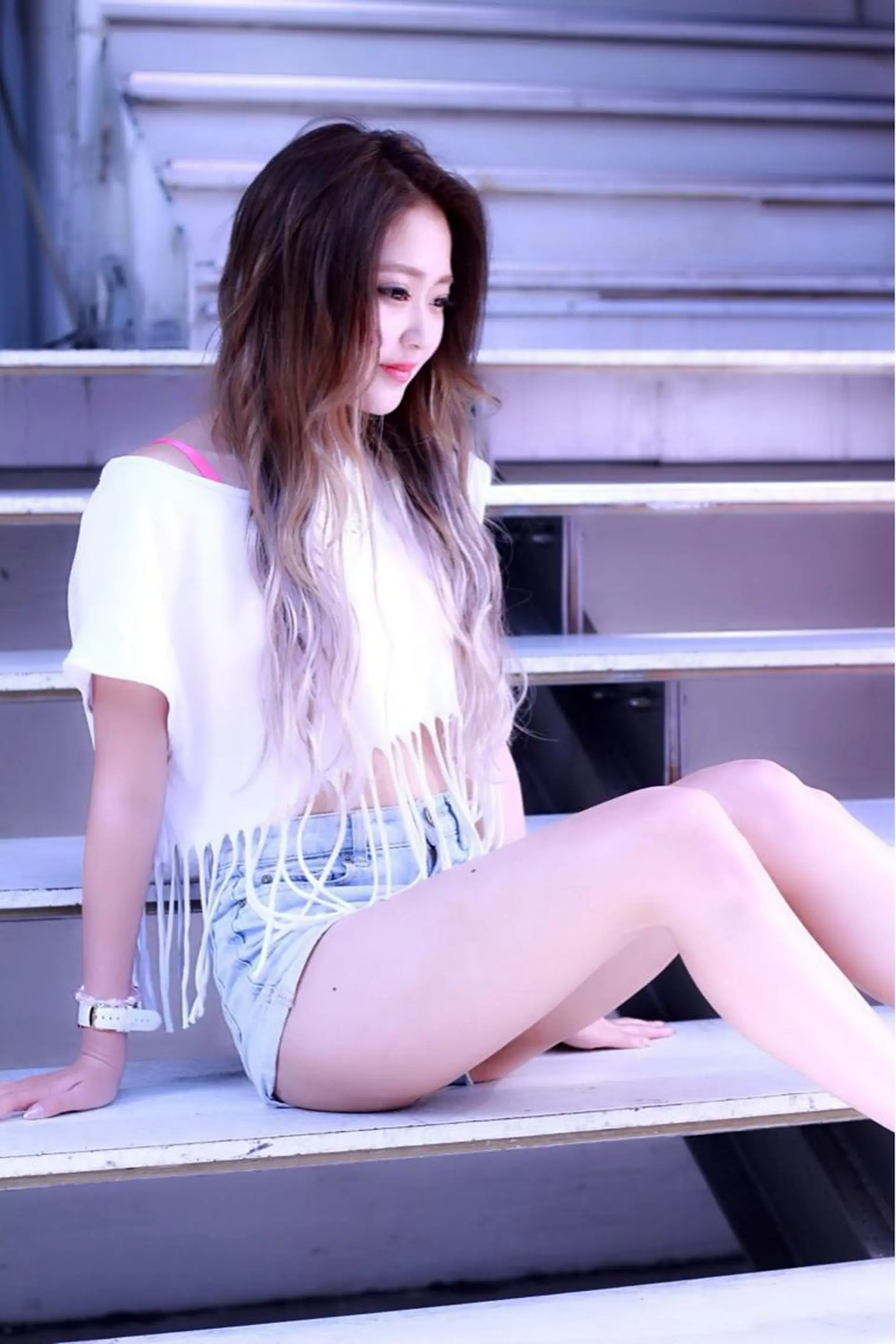 カラー れん/ハイトーン /エクステ/韓国風のヘアスタイル