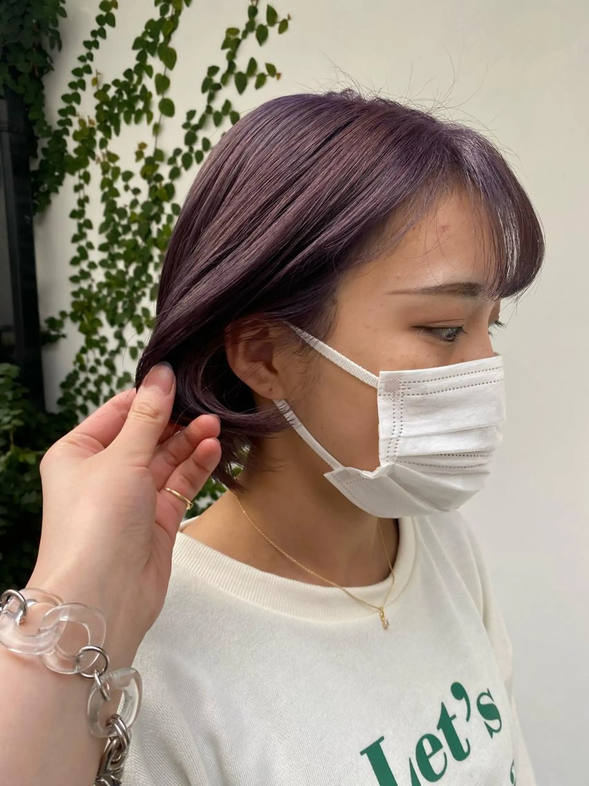 ショート カラー ブリーチ パープルカラー NATSUKI😸 ‪✂︎‬南森町美容室のヘアスタイル