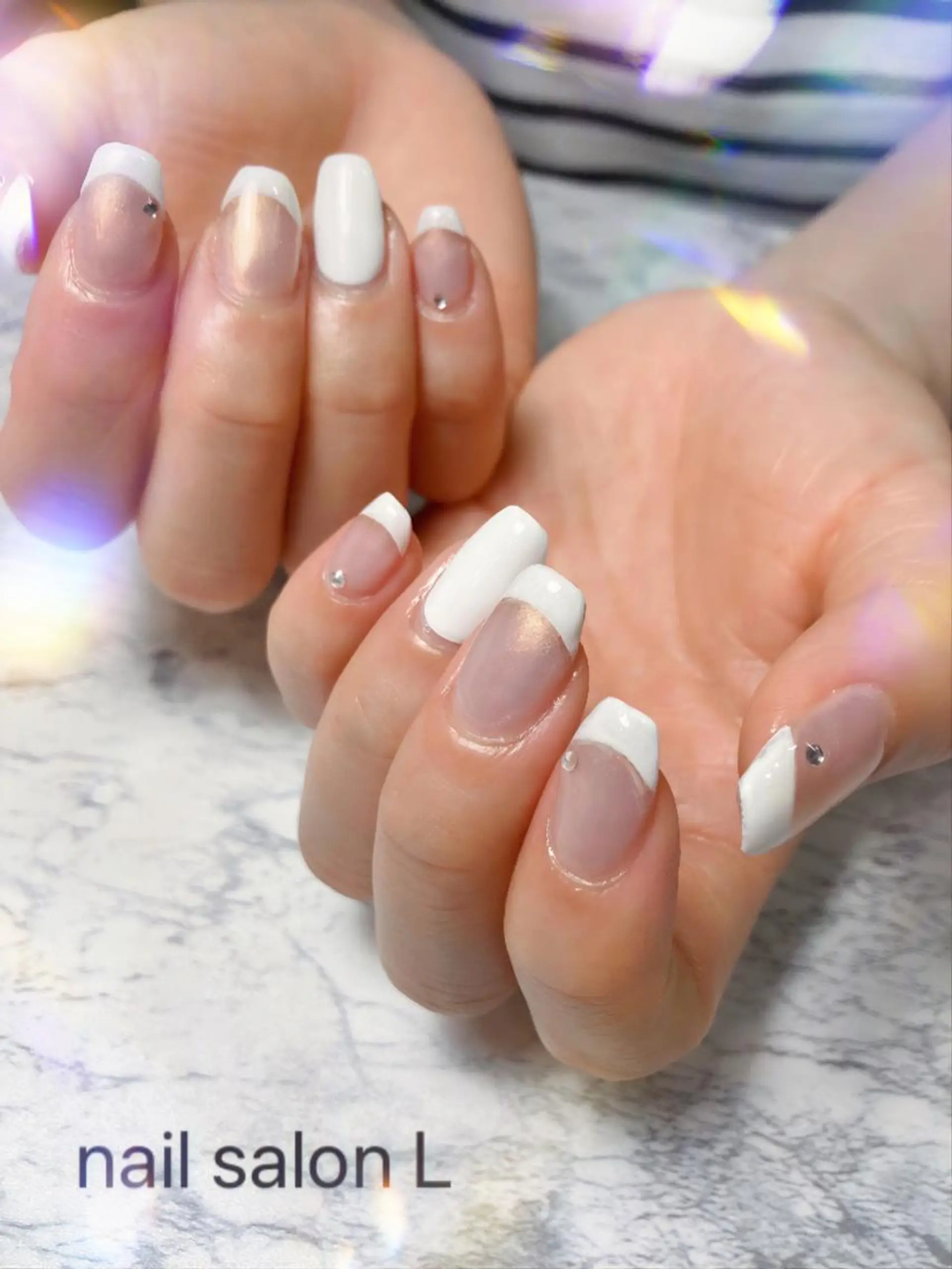 ネイル フレンチネイル ゴールド ワンカラーネイル ピンク ハンドネイル 吉川市 ネイルサロンLのネイルデザイン