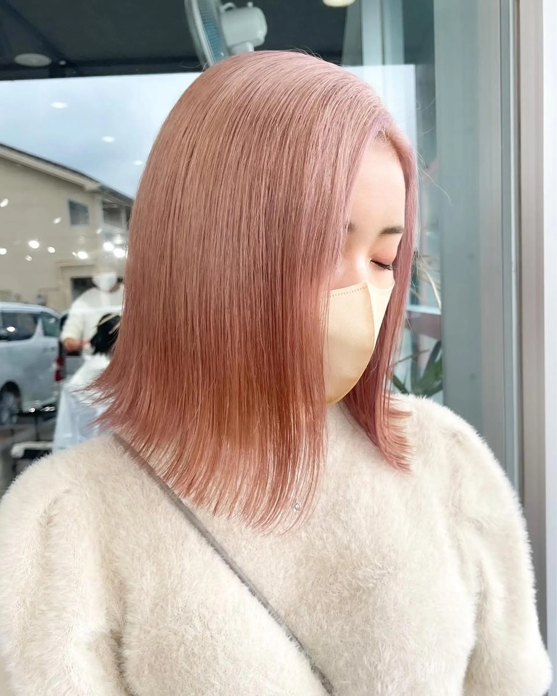 ショート カラー ベージュカラー ピンクカラー ピンクベージュ 清水 亮太／赤み消しカラーのヘアスタイル