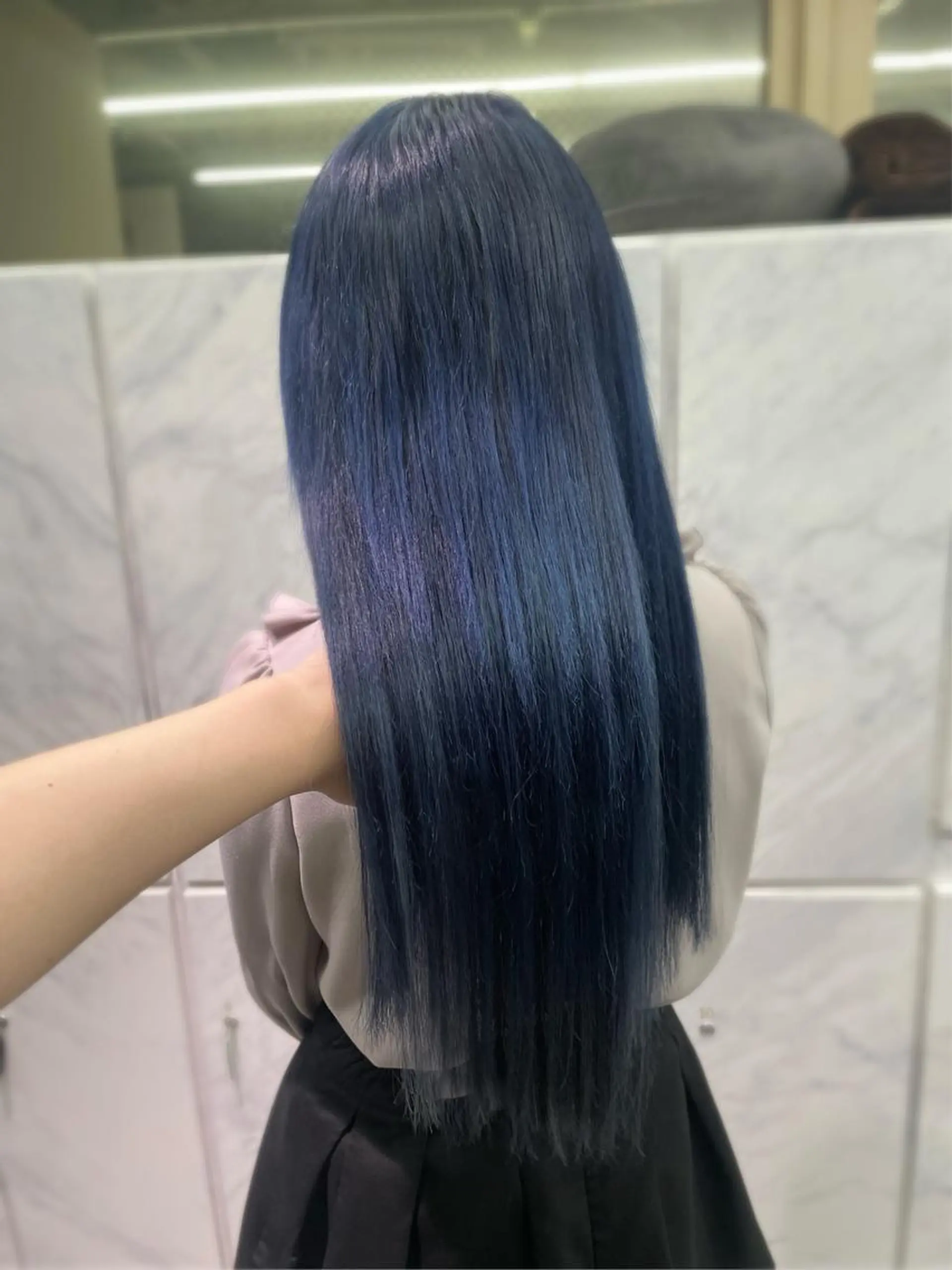 ロング カラー ヘアアレンジ プルエクステ ブルーカラー ネイビーカラー エクステ ロング ヘアカラー 🎀プルエクステ みまひかる🎀のヘアスタイル