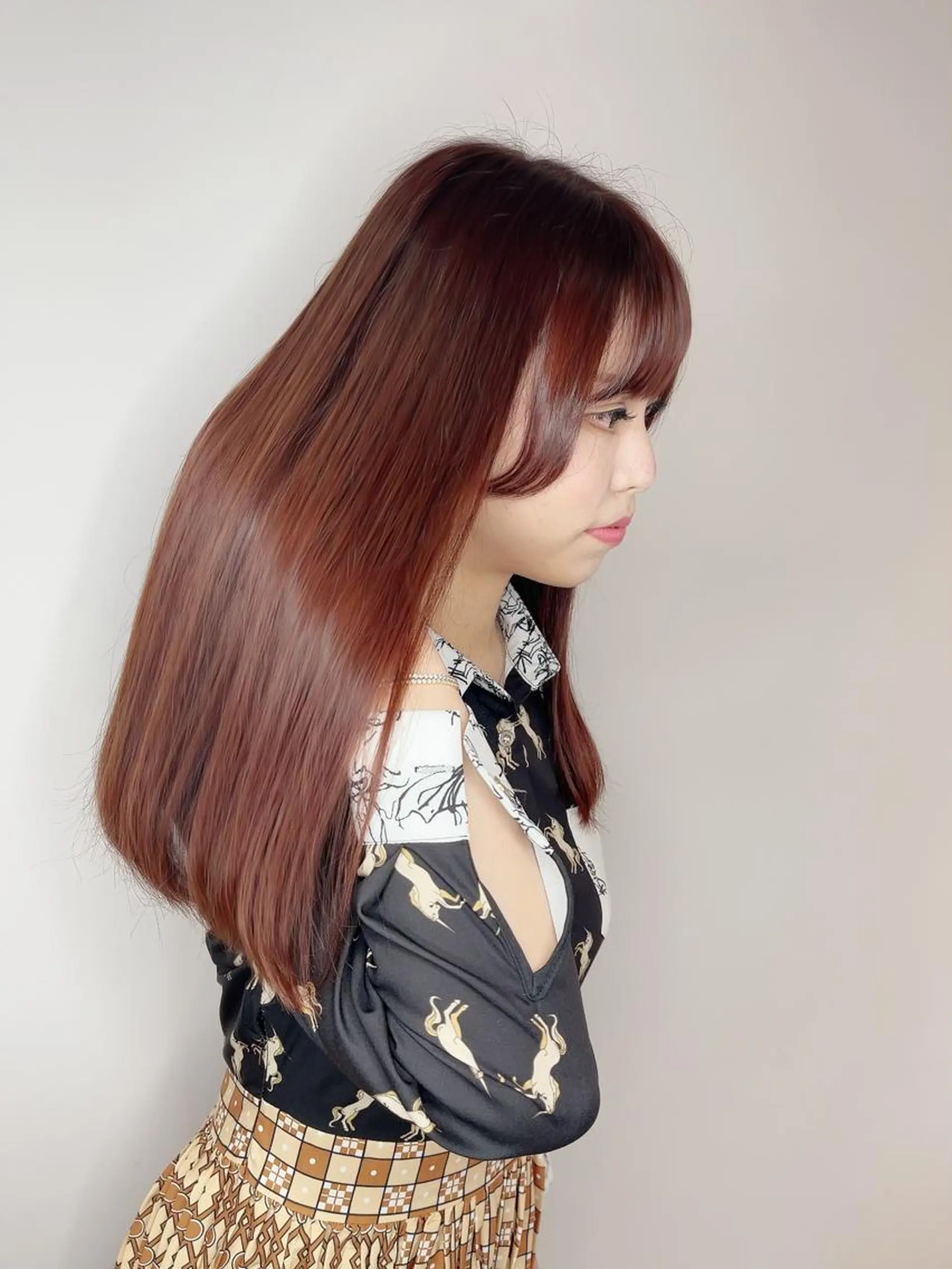 ロング カラー カット ヘアカラー トリートメント &chaLme   心斎橋所属・emi/髪質改善/ 韓国風/艶カラーのヘアスタイル