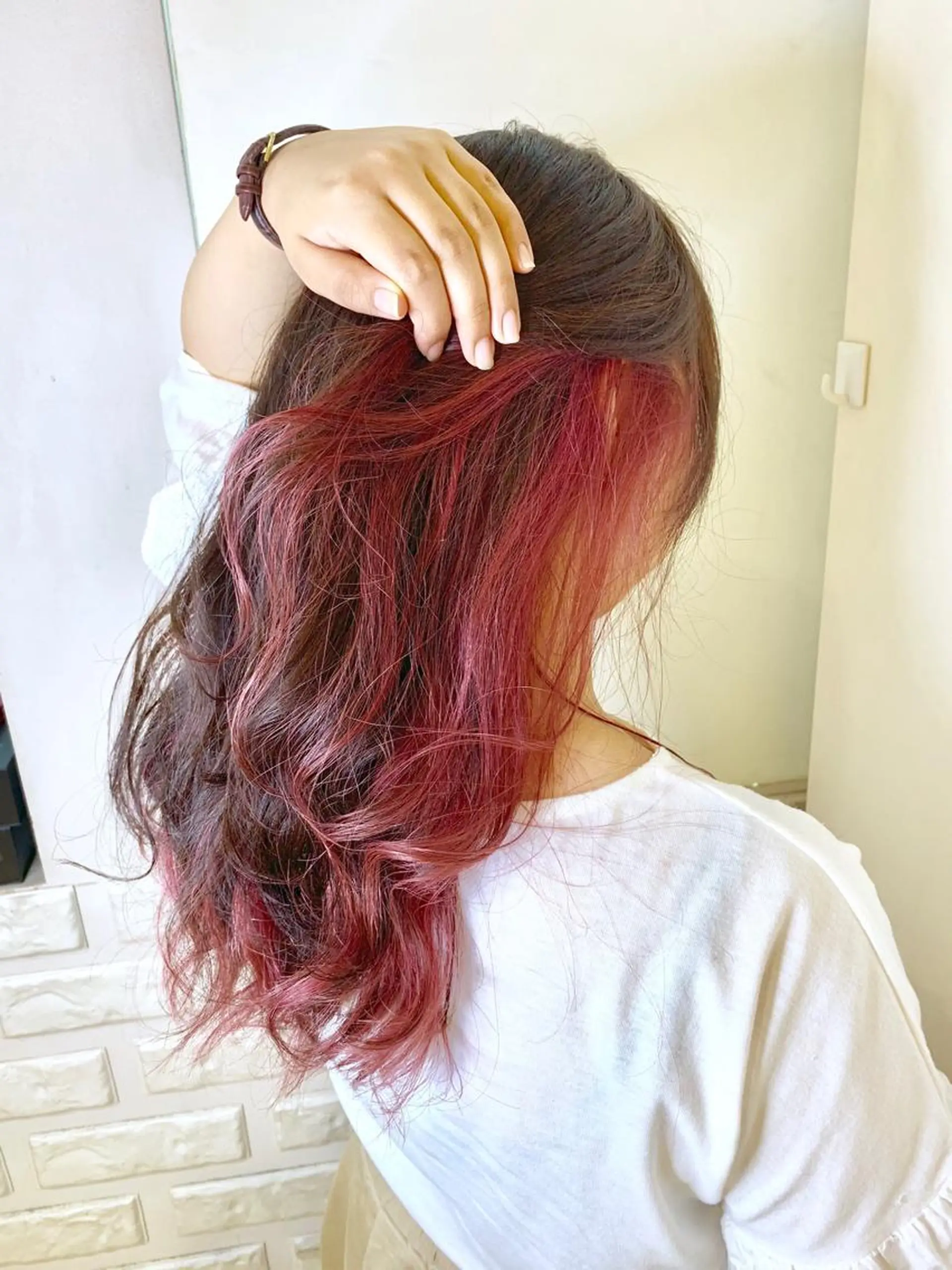 ロング カラー インナーカラー ピンクカラー ヘアカラー トリートメント 農添 杏のヘアスタイル