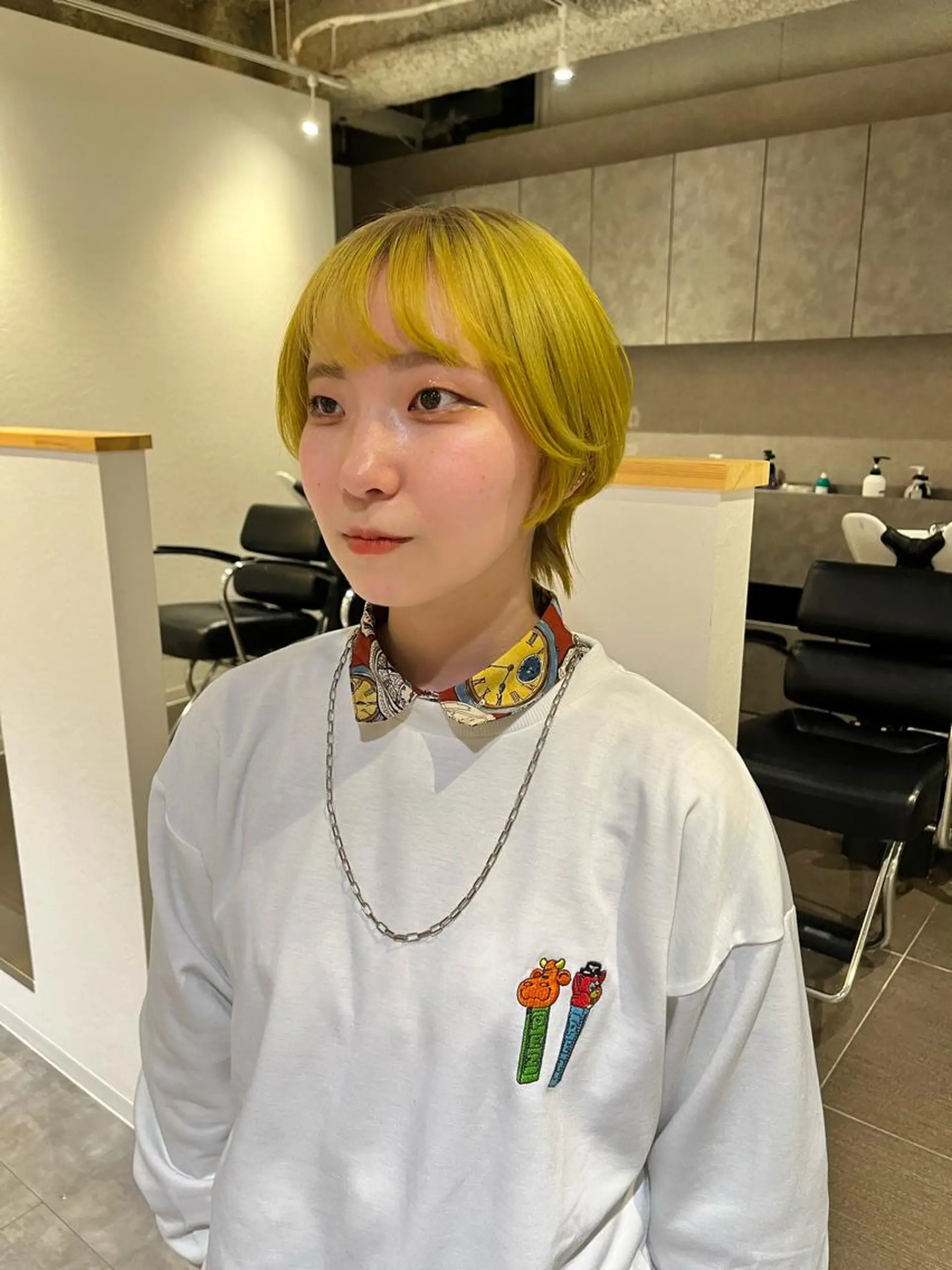 ショート カラー ベージュカラー イエローカラー ショートヘア ウルフカット カット ヘアカラー ショート/パーマ/ カラー/FUKOのヘアスタイル