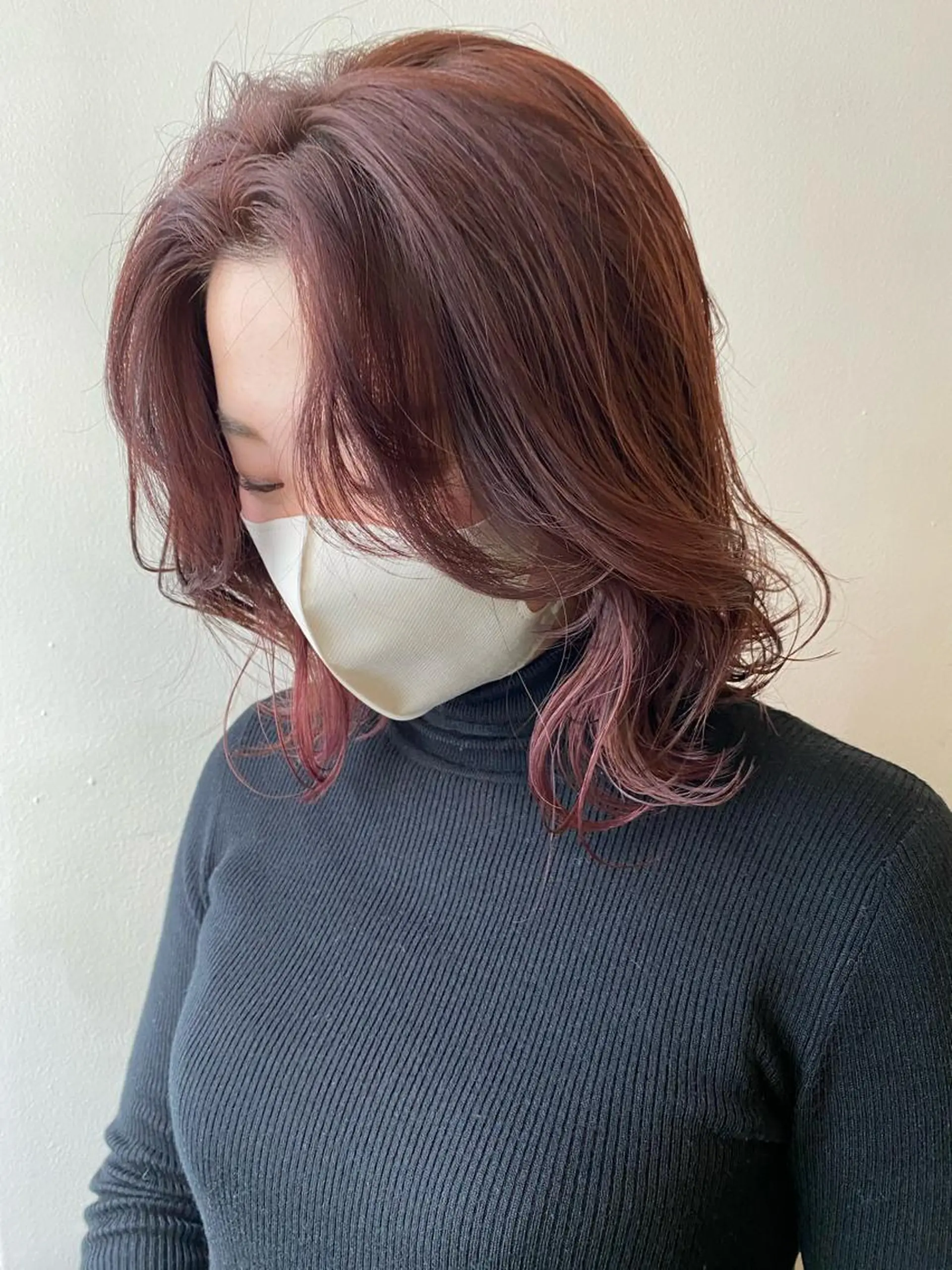 ミディアム カラー ブリーチ ブリーチなしカラー ピンクカラー 🌸透明感艶 カラー🌸Yuukiのヘアスタイル