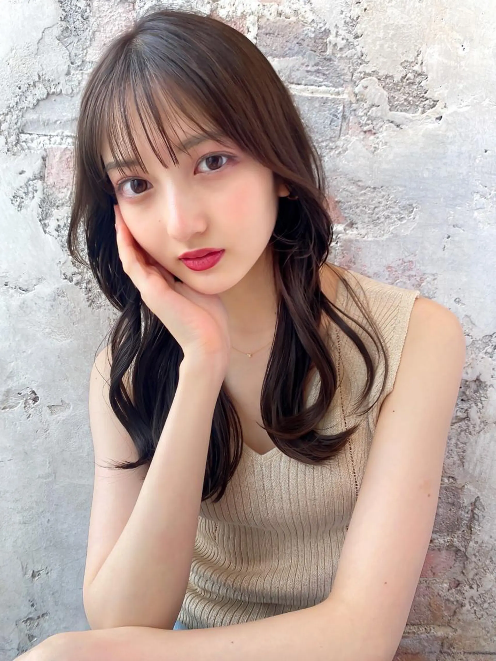 セミロング カラー ベージュカラー ブラウンカラー ブラウンベージュ くびれヘア 顔周りカット 顔周り/くびれヘア 韓国ヘア💕風間るなのヘアスタイル