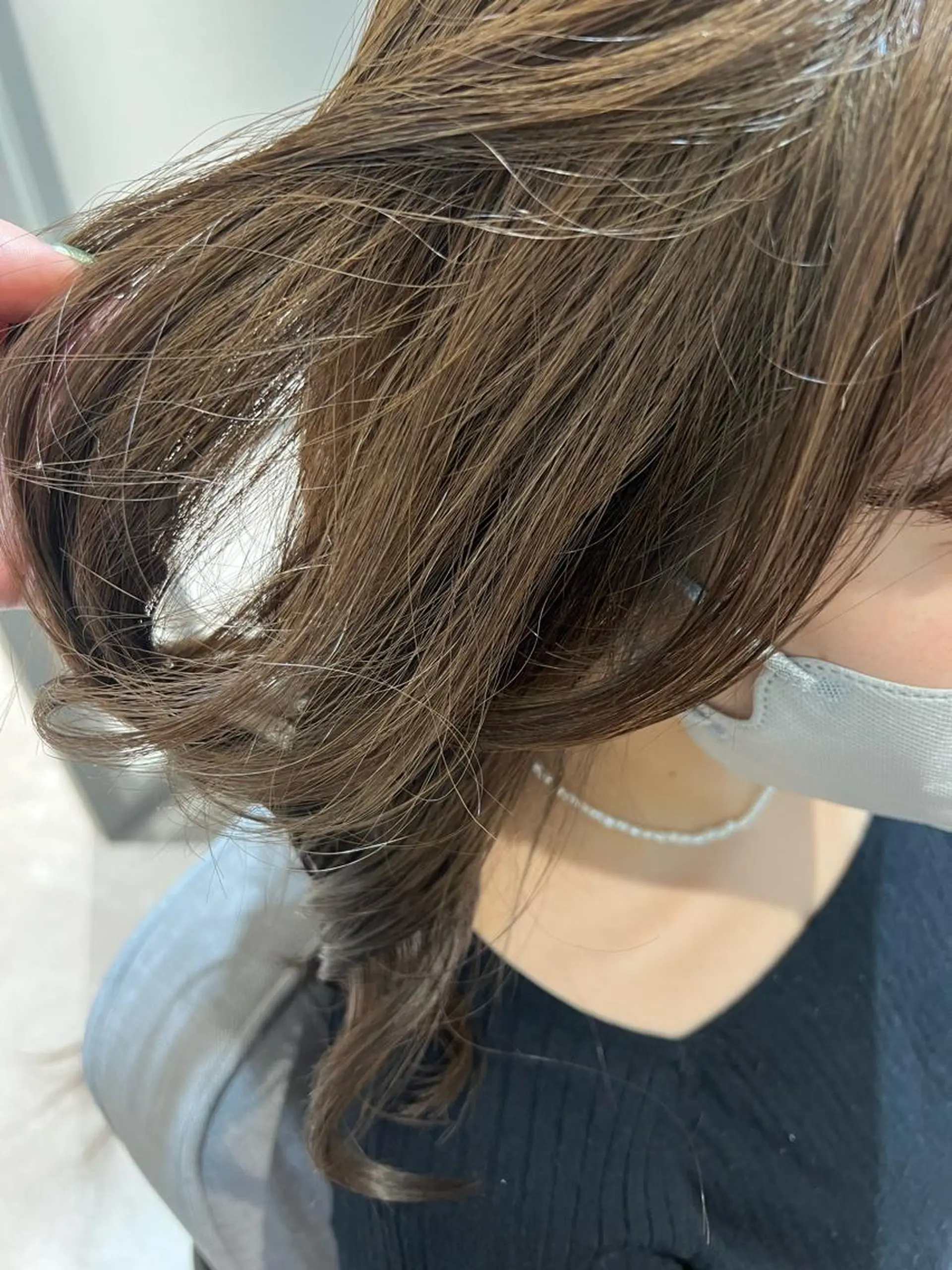 ミディアム カラー ベージュカラー 暗髪カラー🫐パーマ おくだりんかのヘアスタイル