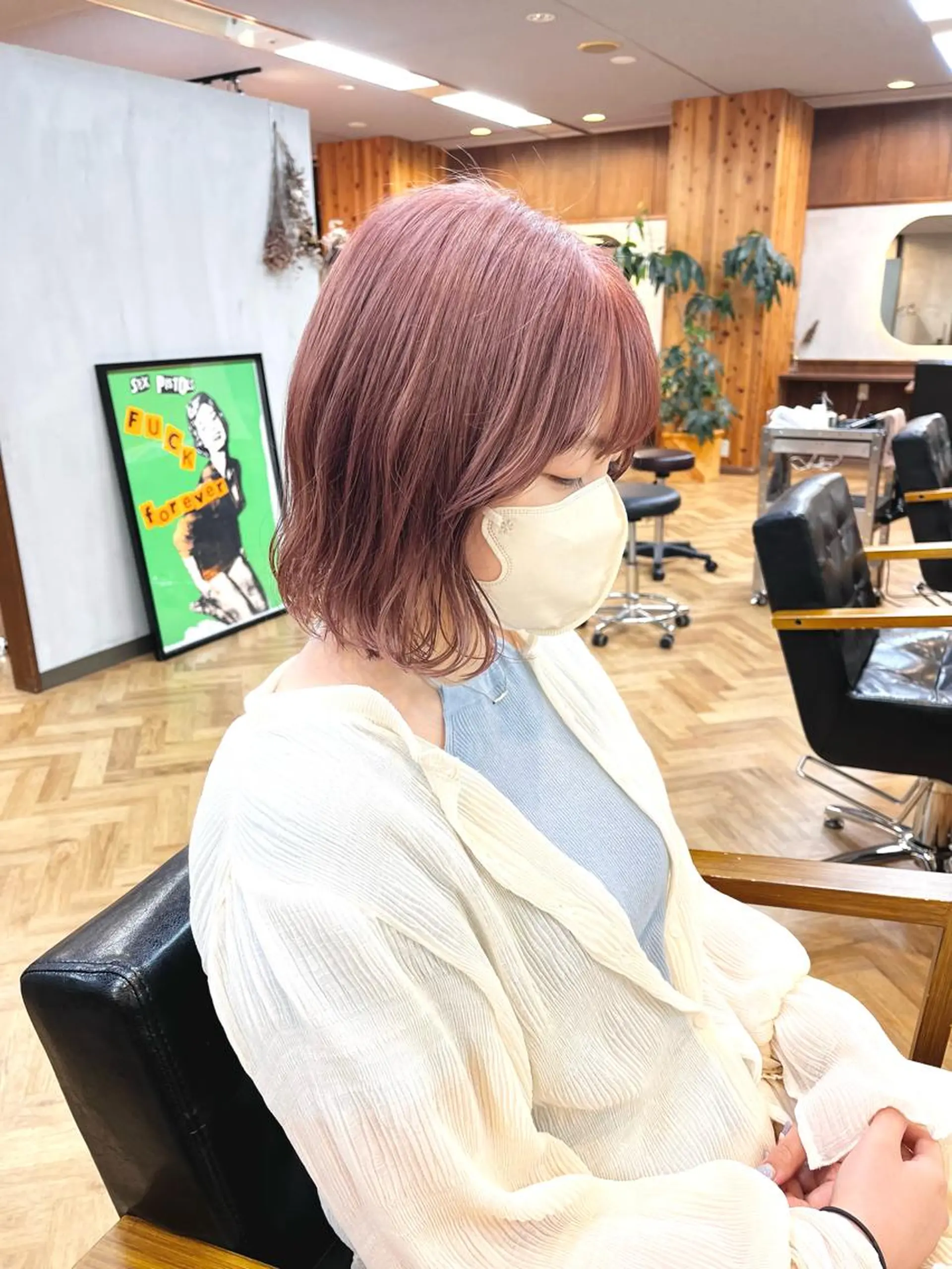 ミディアム カラー ヘアアレンジ ベージュカラー ブリーチ ena/ブリーチなし 透明感・レイヤー🎀のヘアスタイル