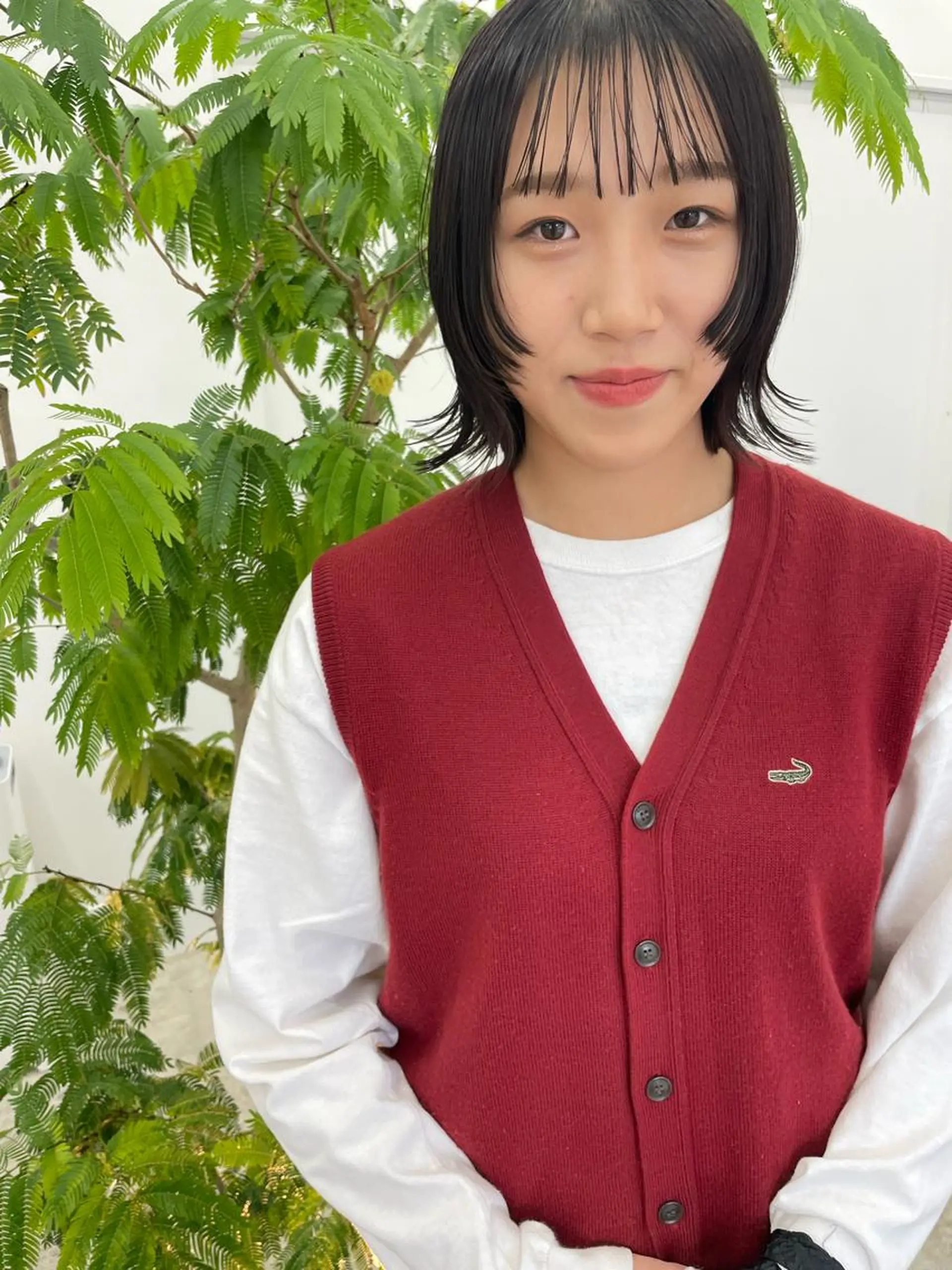 ショート ボブ 顔まわりレイヤー レイヤーカット 外ハネヘア カット パーマ/パーマ落とし /藤木舜太のヘアスタイル
