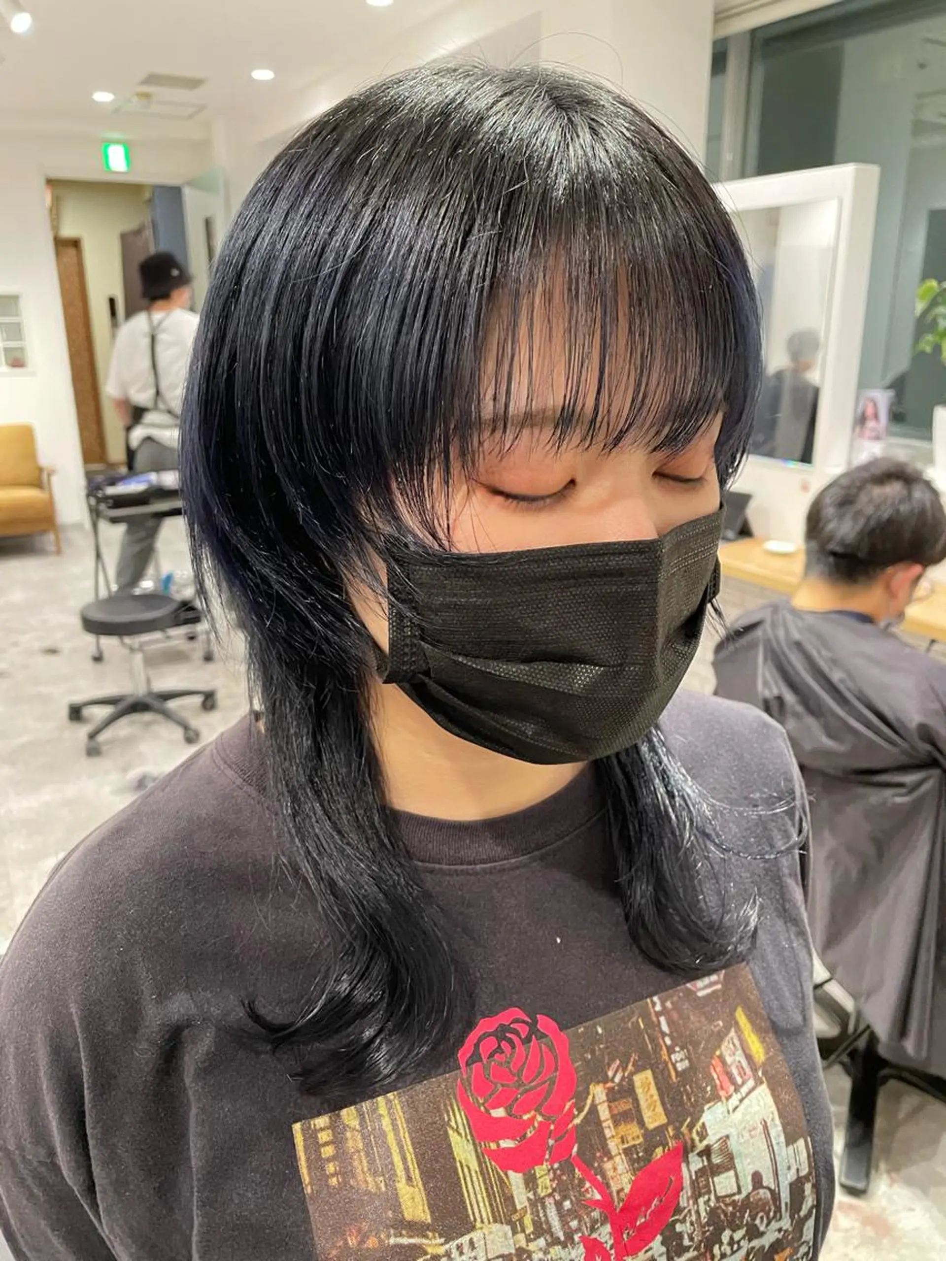 セミロング カラー ブルーカラー 京都美容師 塩のヘアスタイル