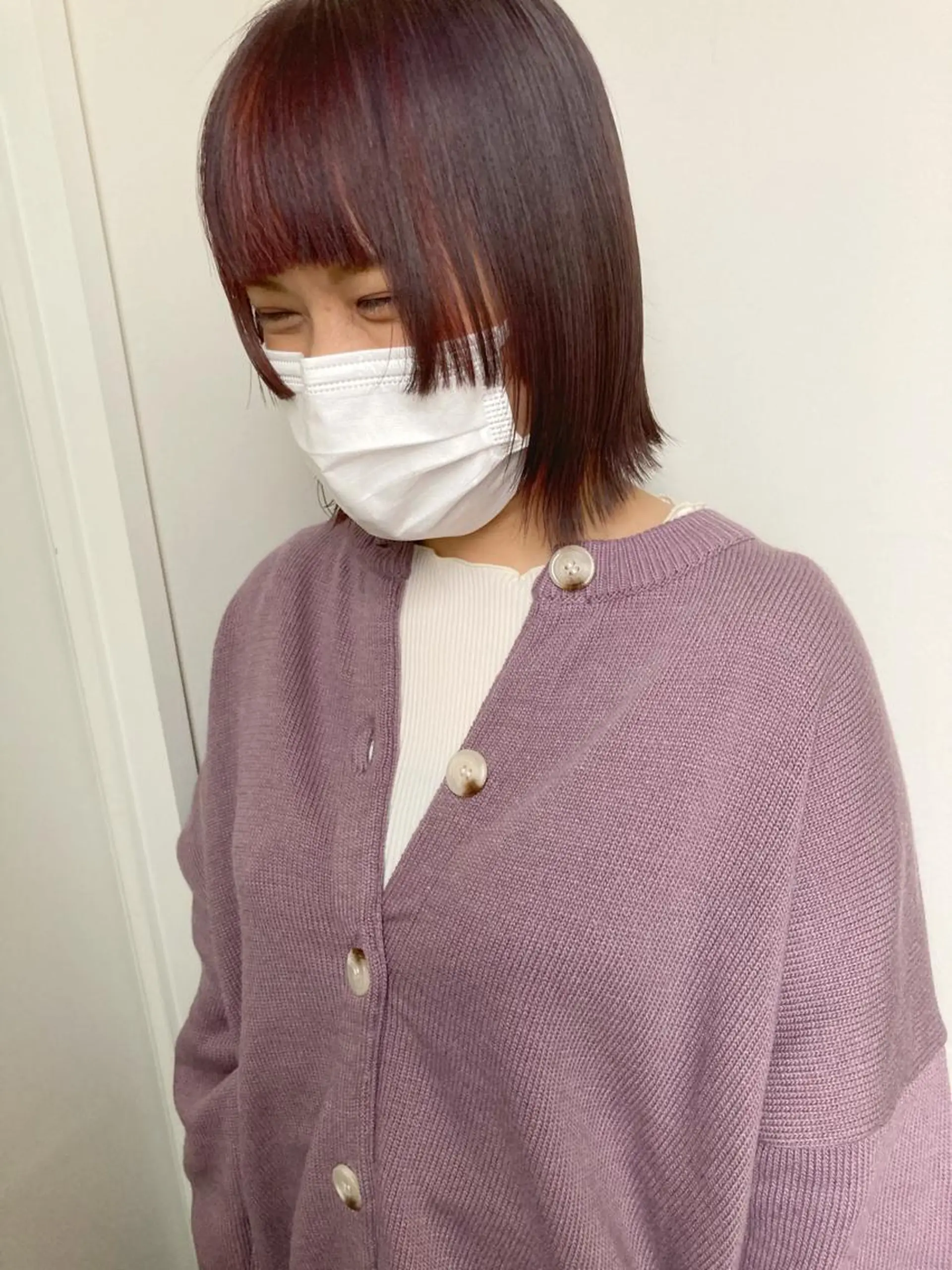 ミディアム カラー ミストバング ブリーチ カット ヘアカラー 小木曽智美 /ボブ/ショートのヘアスタイル