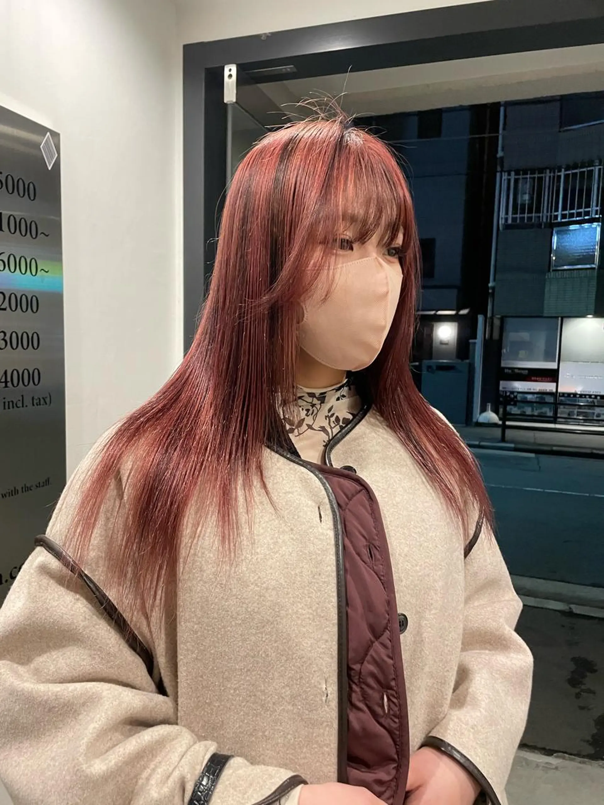 ロング カラー ブラウンカラー デザインカラー ピンクカラー カット ヘアカラー トリートメント 心斎橋/レイヤー/ ブリーチ/モエのヘアスタイル