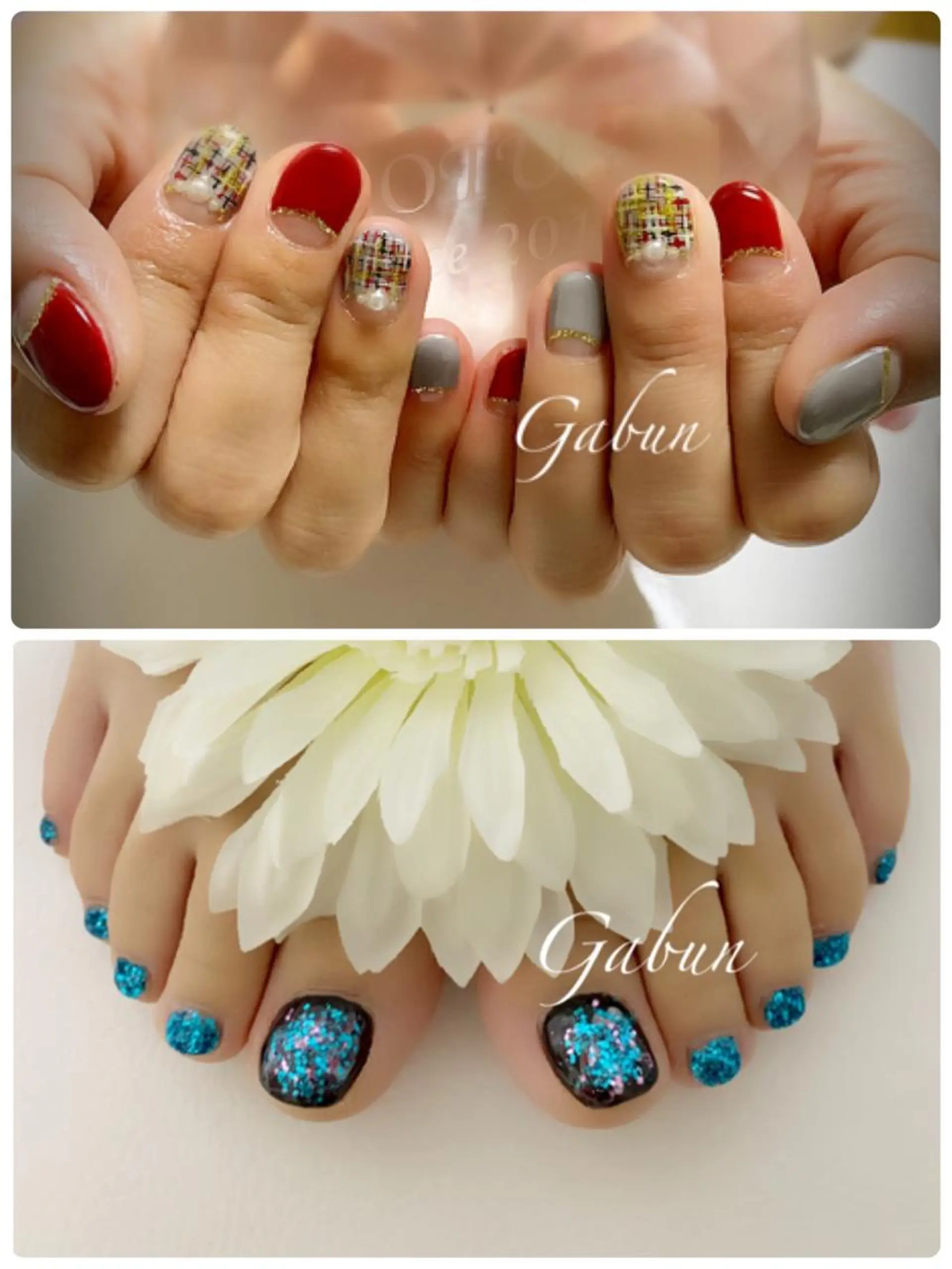 ショート ハンドネイル フットネイル LOTUS ネイルサロンのネイルデザイン